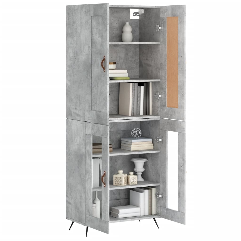 vidaXL Hoge kast 69,5x34x180 cm bewerkt hout betongrijs