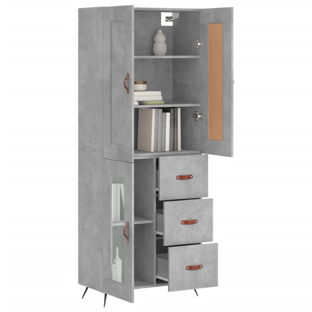 vidaXL Hoge kast 69,5x34x180 cm bewerkt hout betongrijs