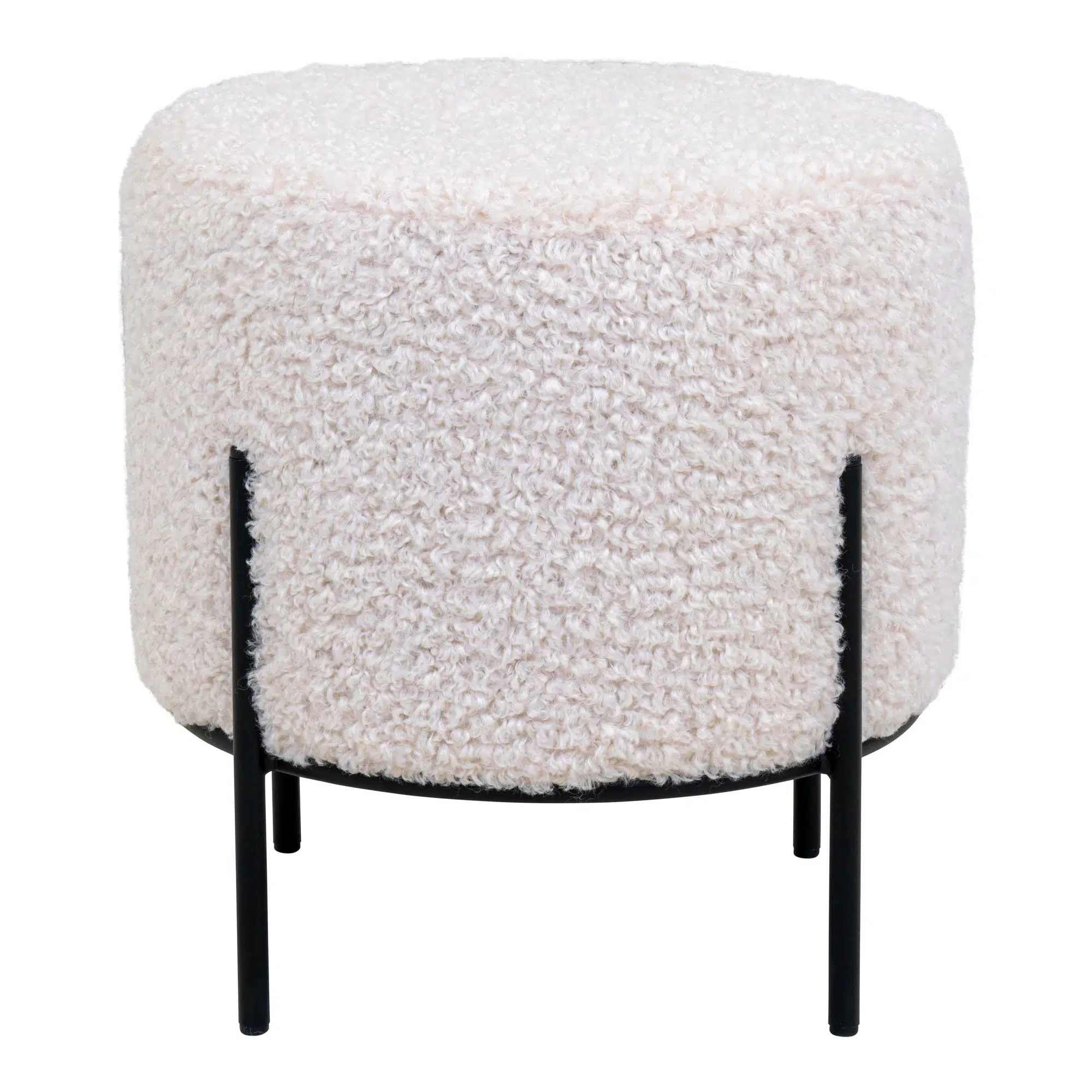 QUVIO Teddy poef - Teddy - Rond - Wit
