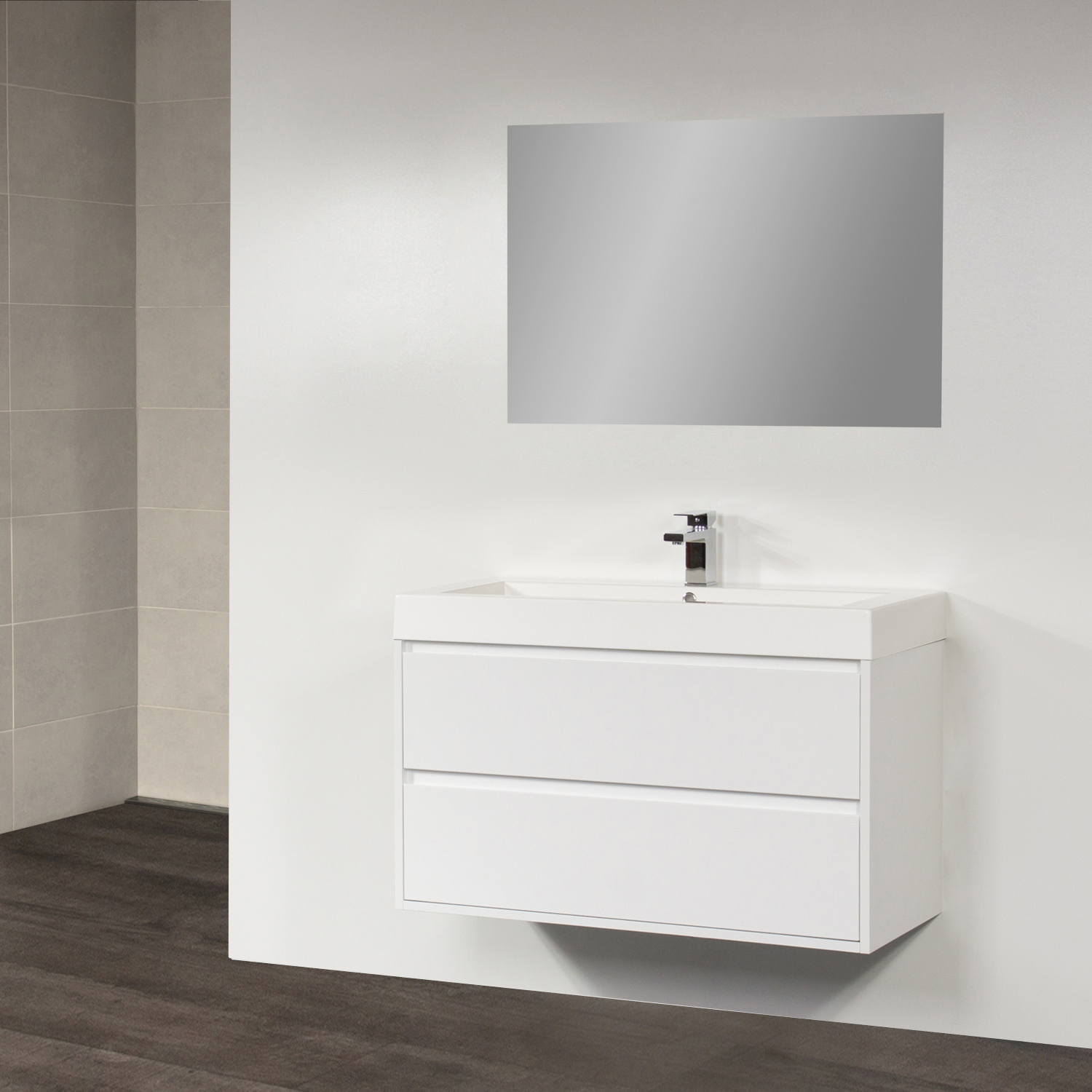Sanitop Badkamermeubelset New Future 120cm Incl 1 Sifon Uitsparing Hoogglans Taupe