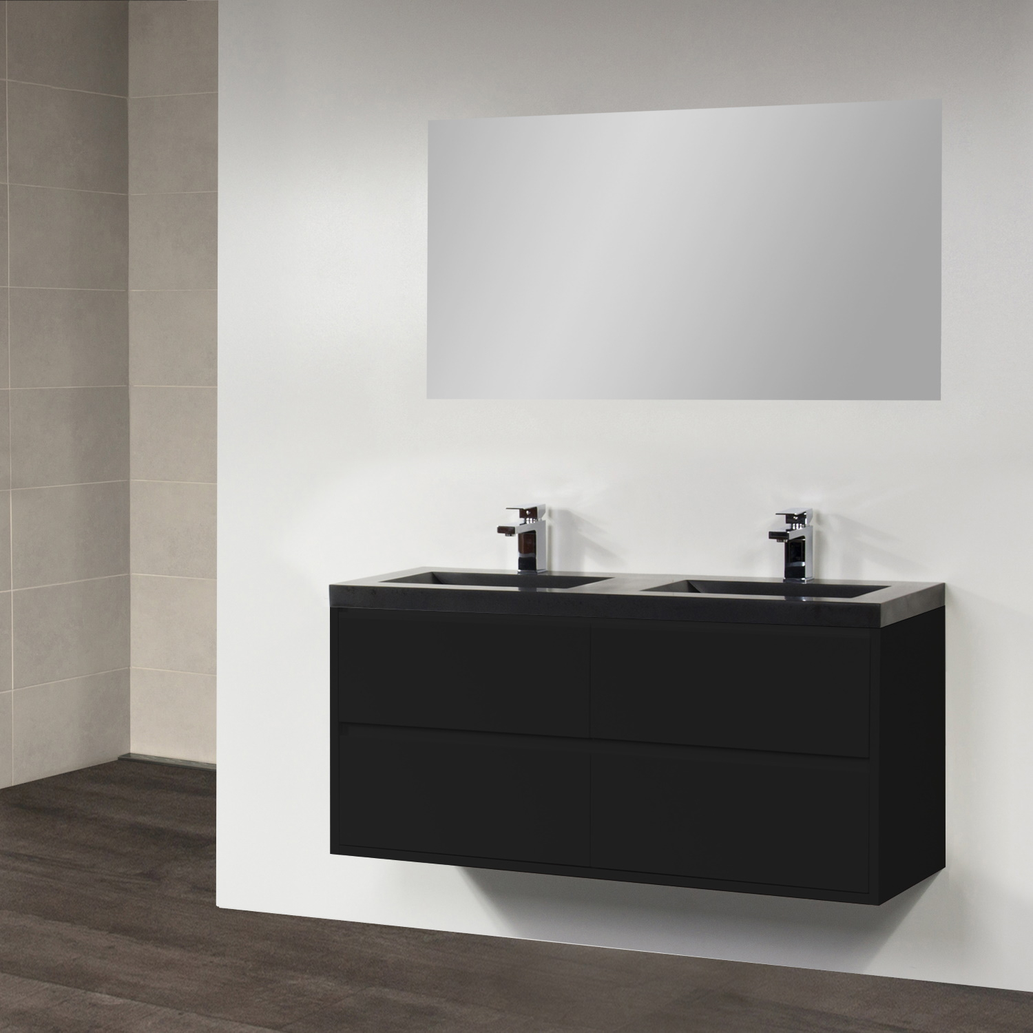 Sanitop Badkamermeubelset New Future 120-2 Hoogglans Zwart