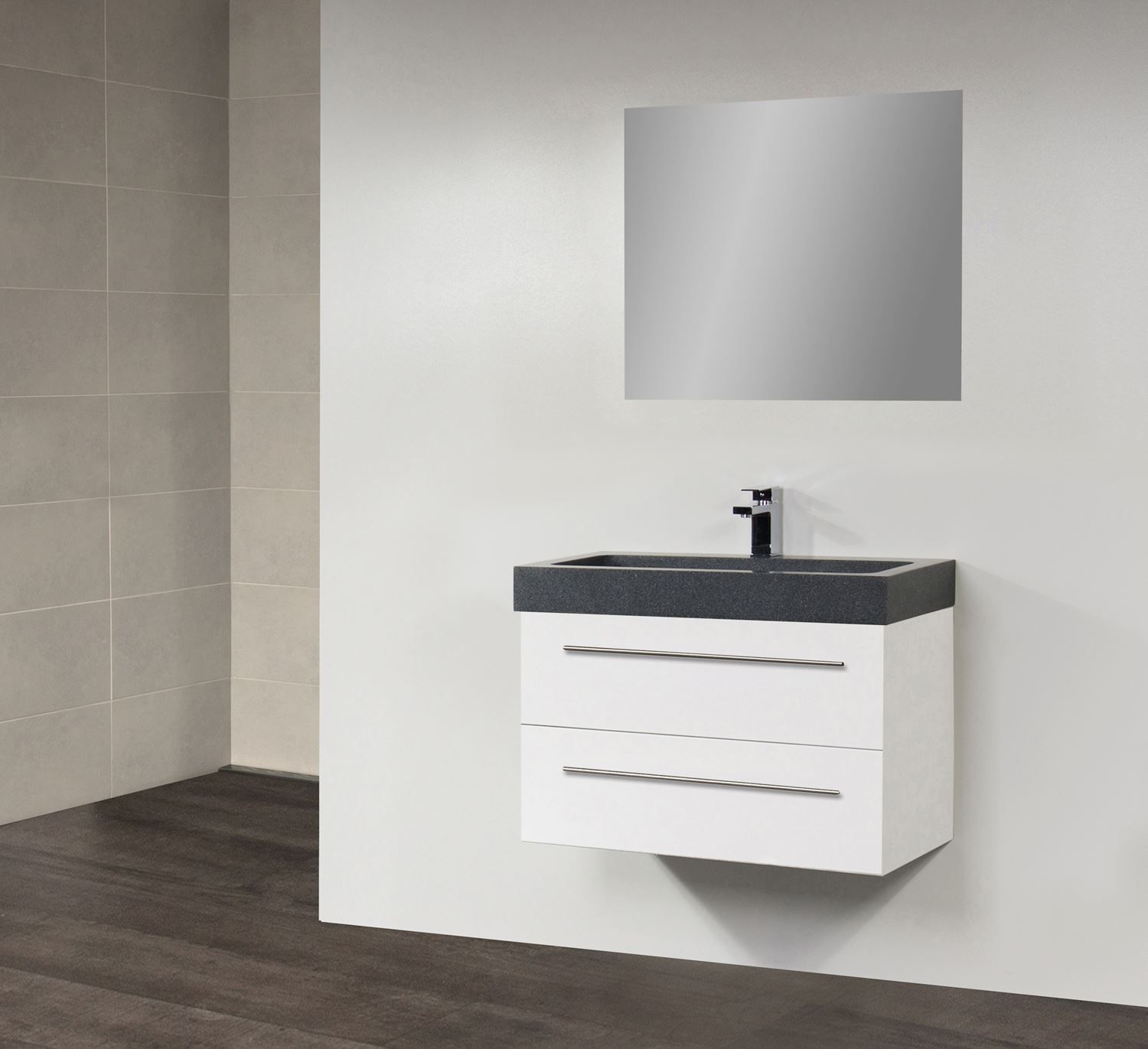 Sanitop Badkamermeubel Exclusive Black Stone 80 cm Wit