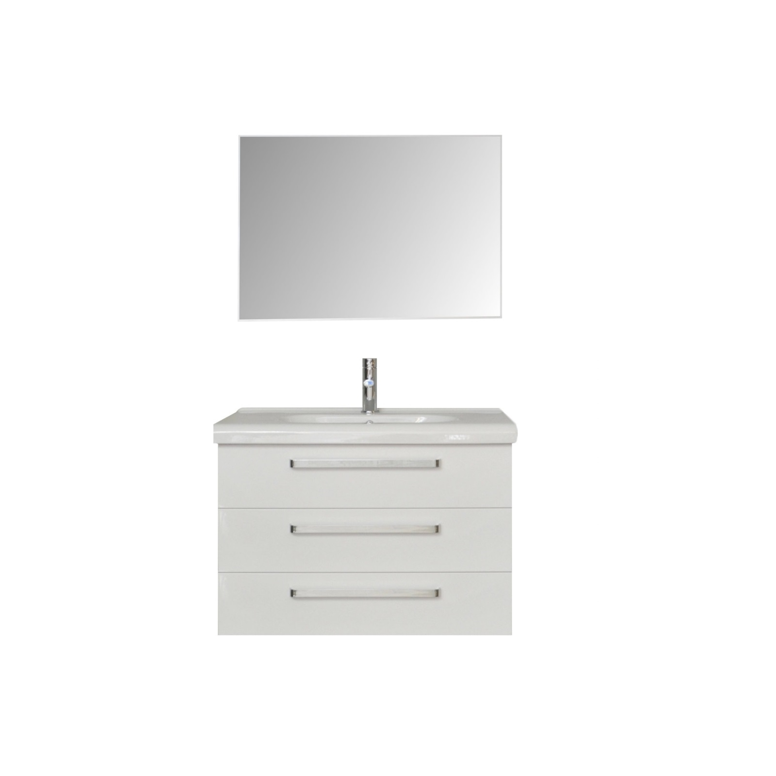 Sanicare Badkamermeubelset  Q9 3 Laden 100cm Hoogglans Wit (spiegel optioneel)