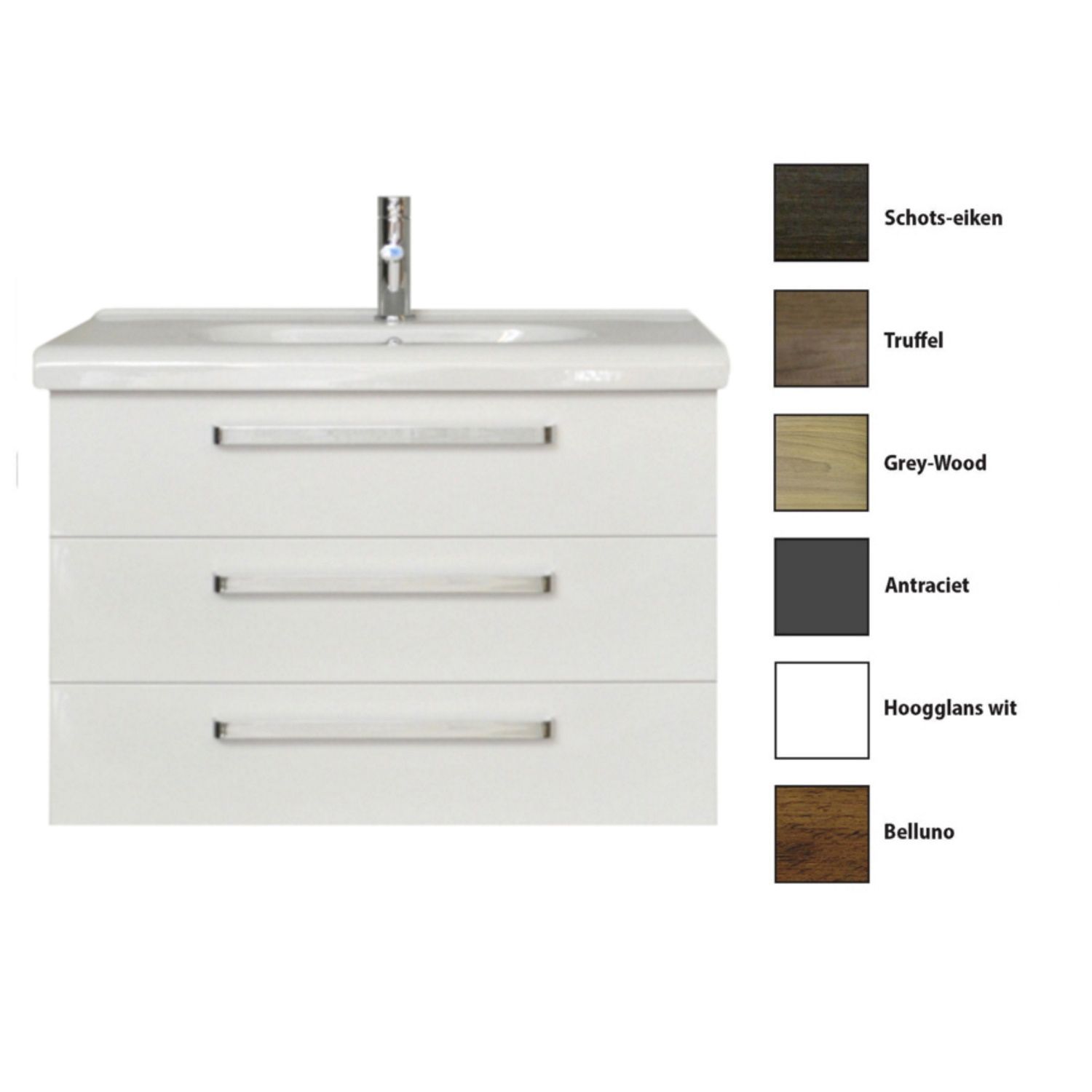 Sanicare Badkamermeubelset  Q9 3 Laden 100cm Truffel (spiegel optioneel)