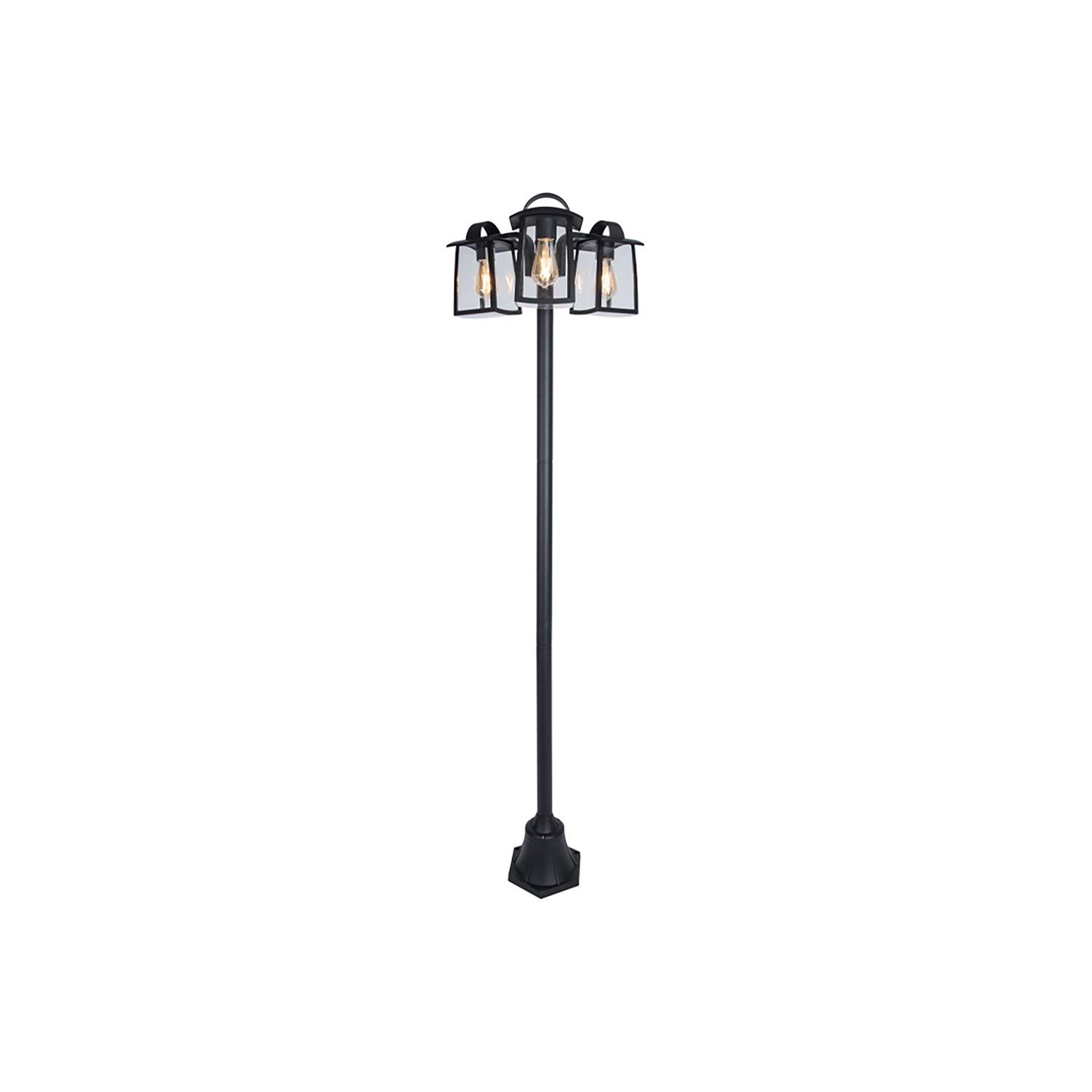 Lutec Lantaarnpaal Kelsey Zwart 3xe27