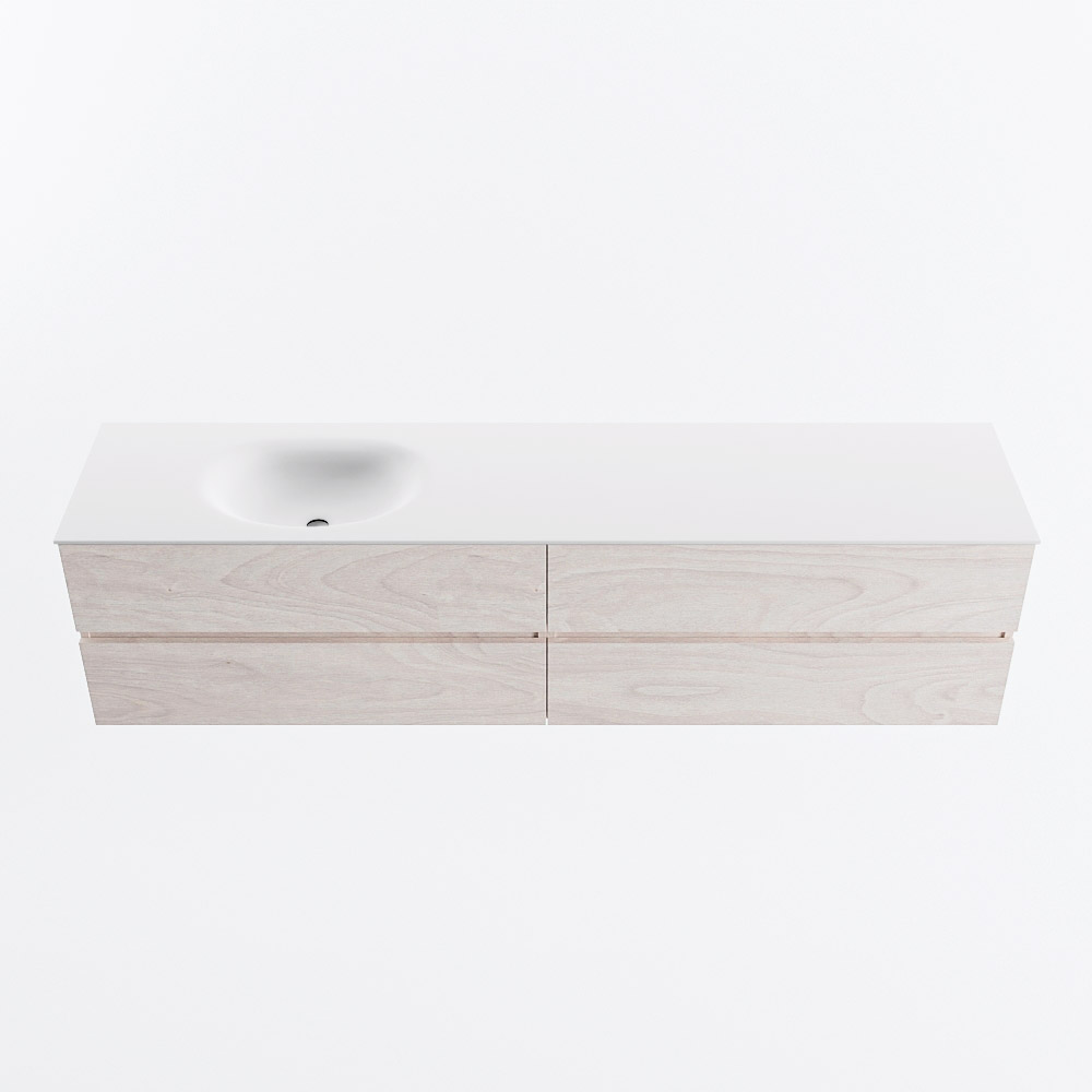 Mondiaz VICA 200cm badmeubel onderkast Underlayment 4 lades. Wastafel MOON links 1 kraangat, kleur Talc.