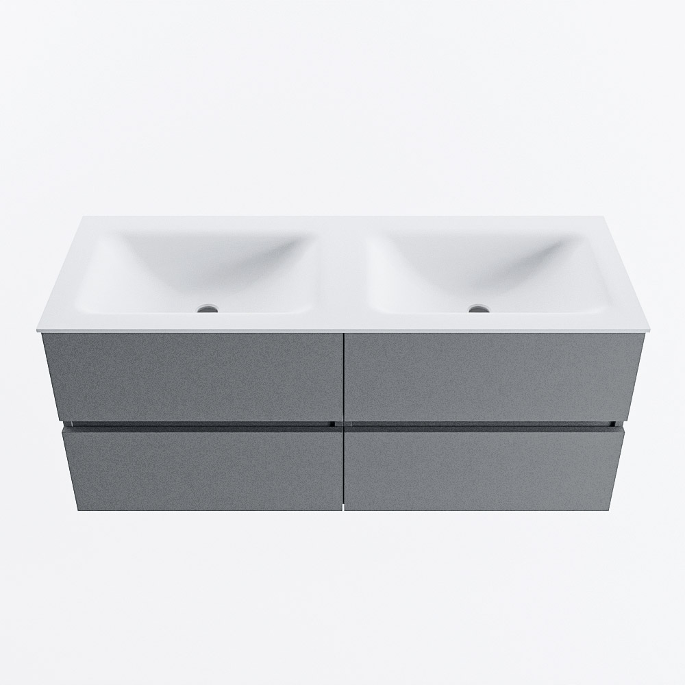 Mondiaz VICA 120cm badmeubel onderkast Plata 4 lades. Wastafel CLOUD dubbel zonder kraangat, kleur Talc.