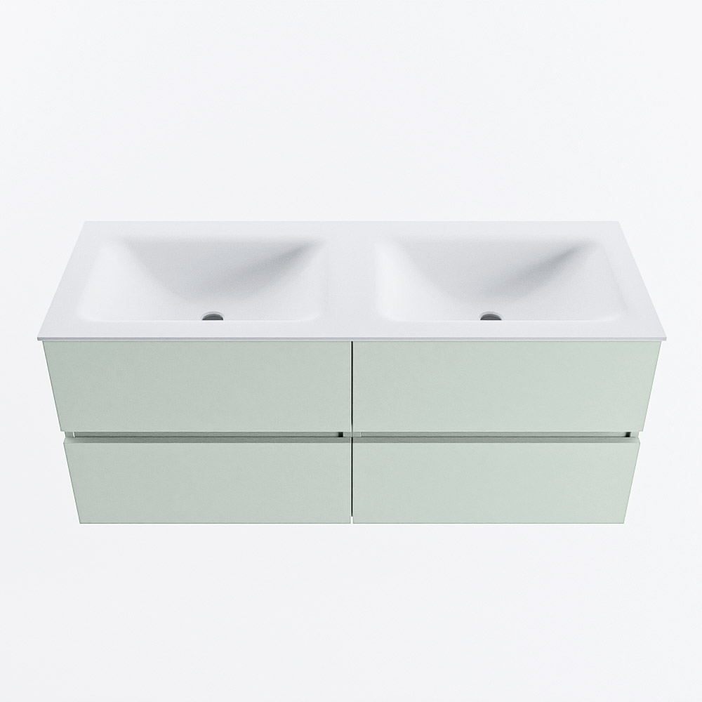 Mondiaz VICA 120cm badmeubel onderkast Greey 4 lades. Wastafel CLOUD dubbel 2 kraangaten, kleur Talc.
