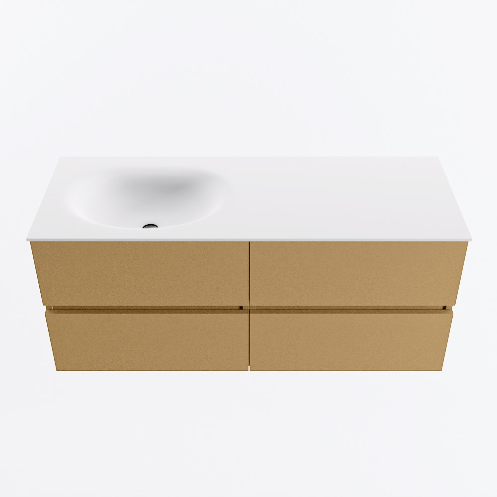 Mondiaz VICA 120cm badmeubel onderkast Oro 4 lades. Wastafel MOON links zonder kraangat, kleur Talc.