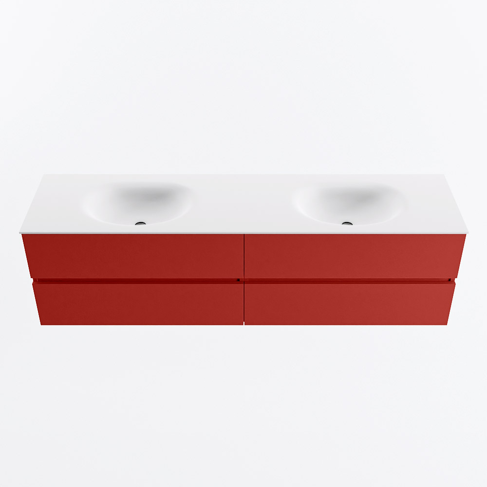 Mondiaz VICA 180cm badmeubel onderkast Fire 4 lades. Wastafel MOON dubbel 2 kraangaten, kleur Talc.