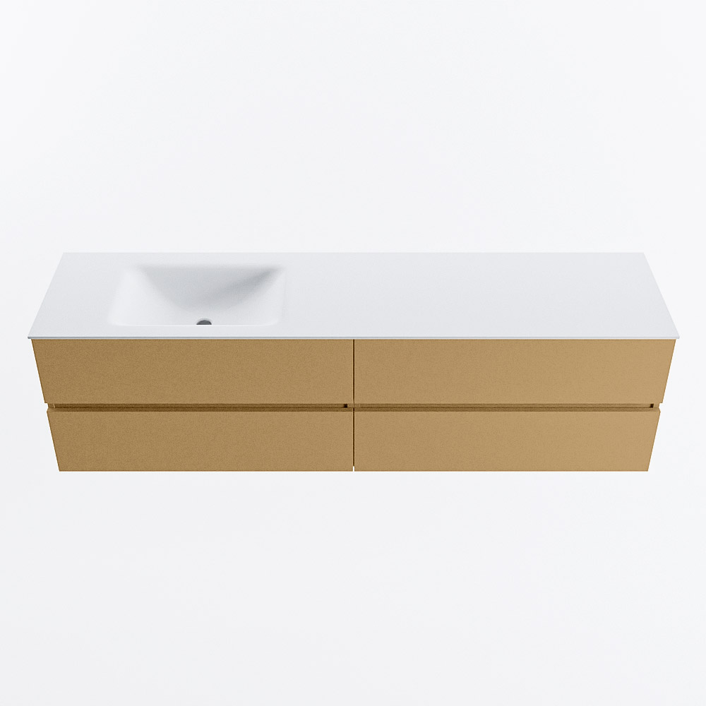 Mondiaz VICA 180cm badmeubel onderkast Oro 4 lades. Wastafel CLOUD links 1 kraangat, kleur Talc.