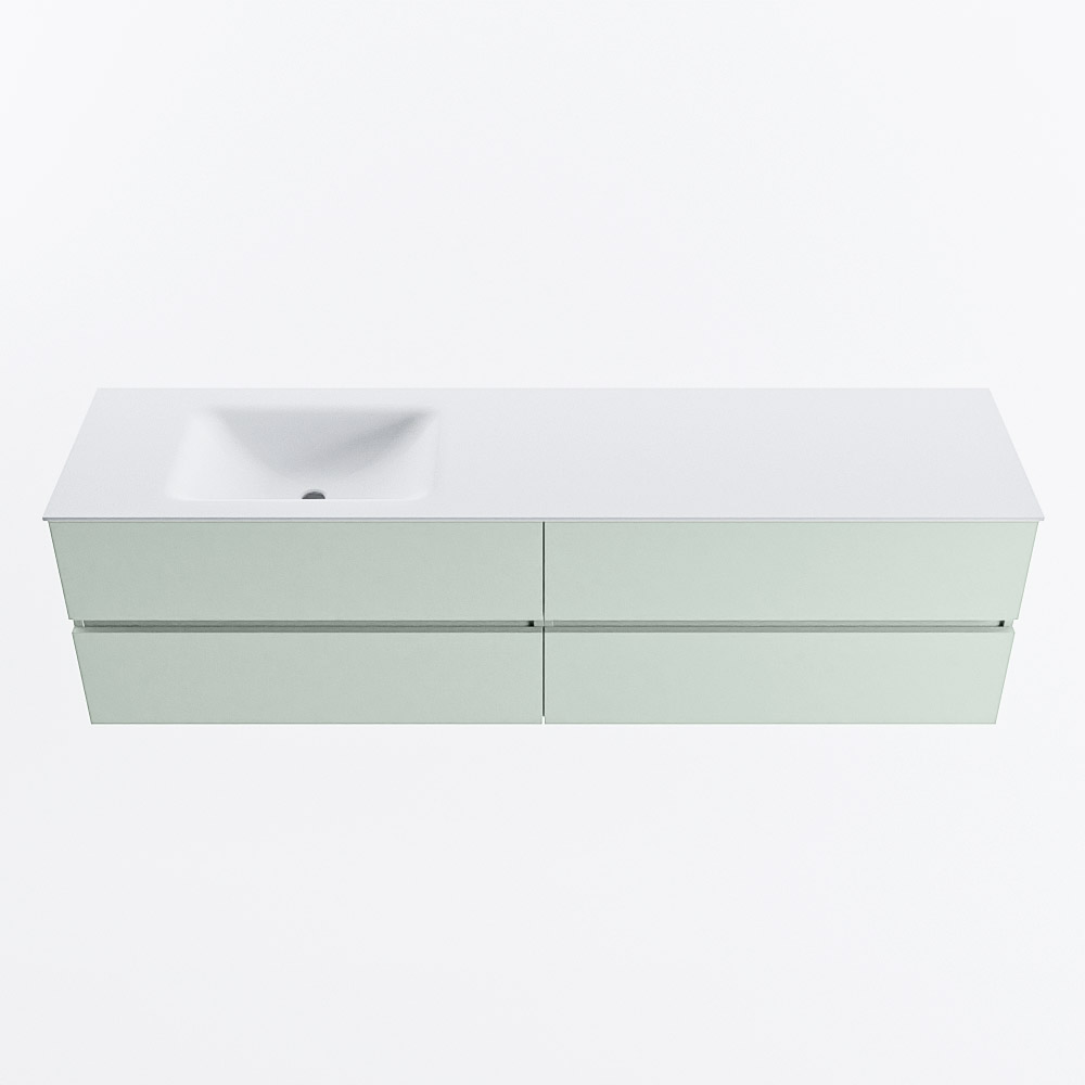Mondiaz VICA 180cm badmeubel onderkast Greey 4 lades. Wastafel CLOUD links 1 kraangat, kleur Talc.