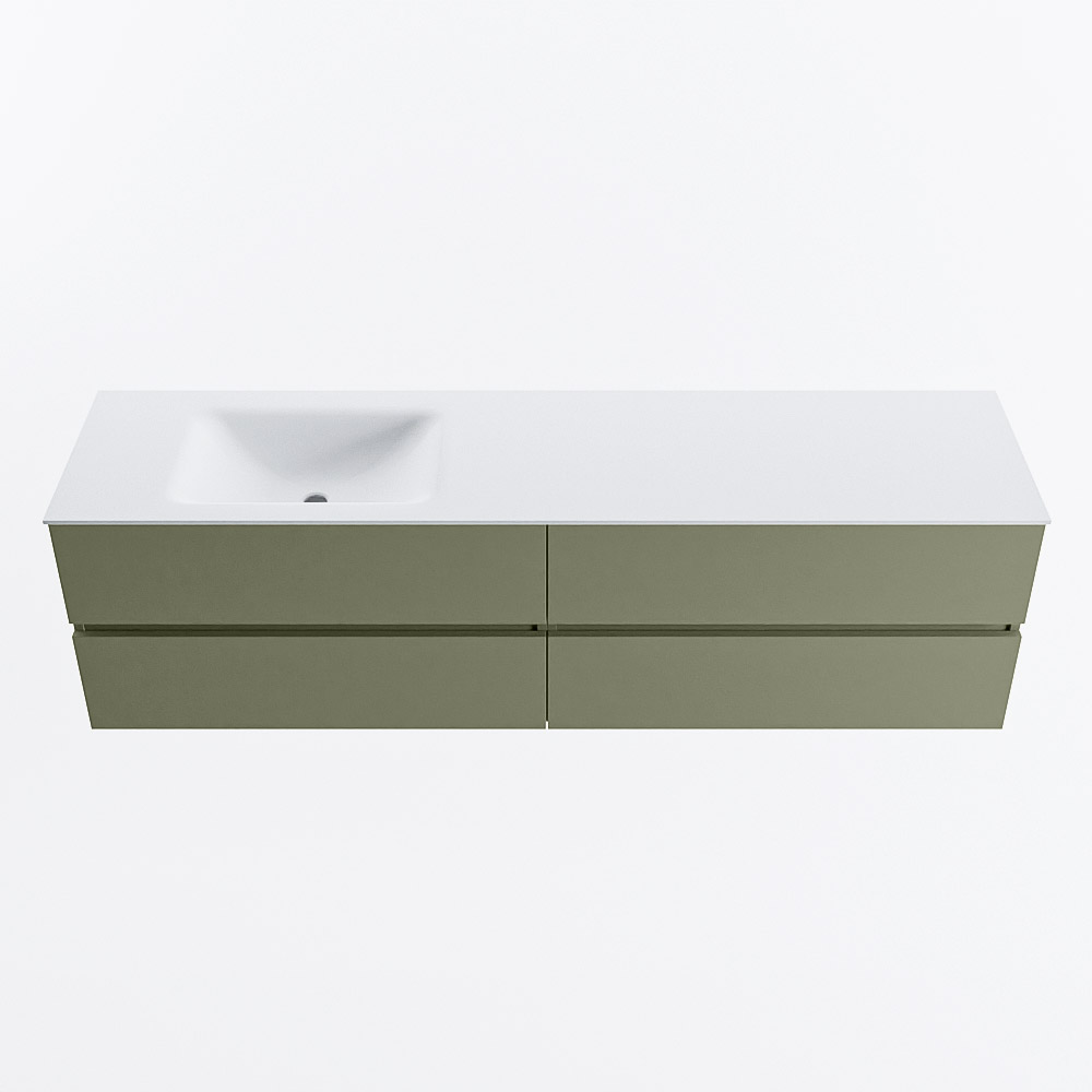 Mondiaz VICA 180cm badmeubel onderkast Army 4 lades. Wastafel CLOUD links 1 kraangat, kleur Talc.