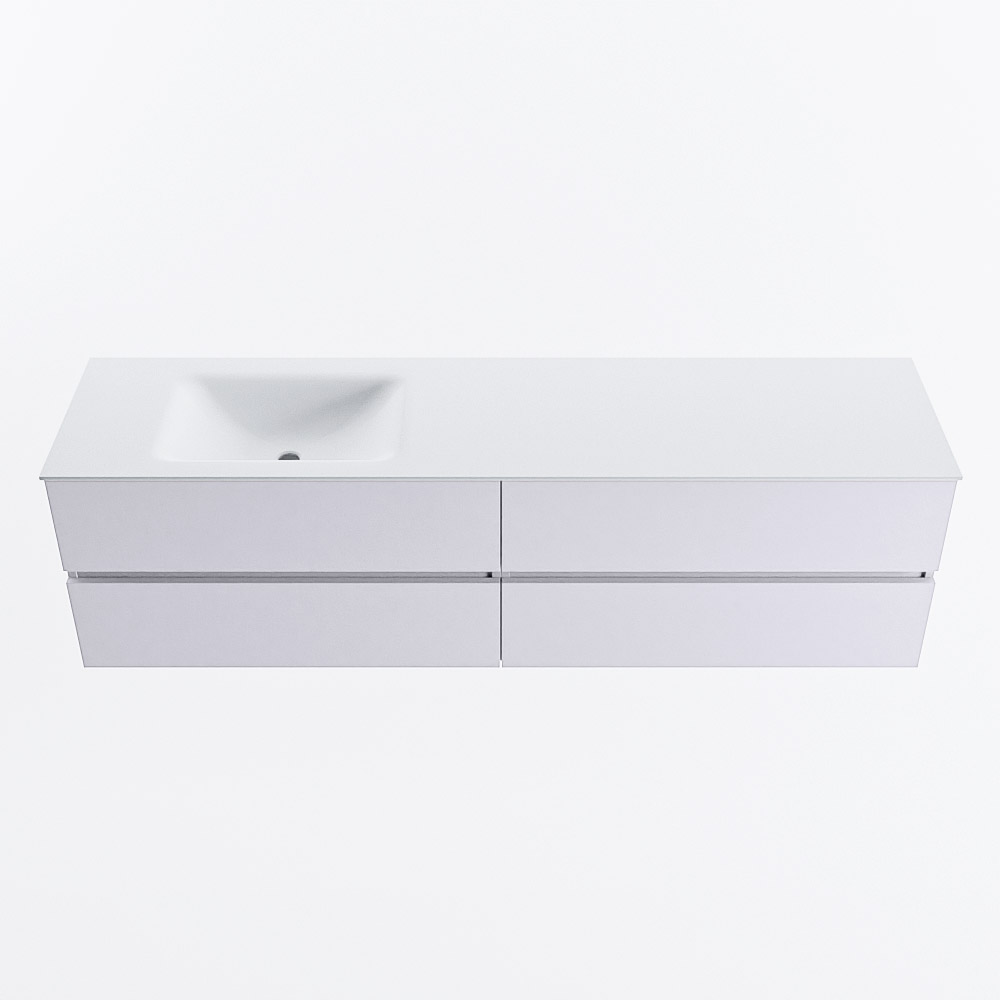 Mondiaz VICA 180cm badmeubel onderkast Cale 4 lades. Wastafel CLOUD links 1 kraangat, kleur Talc.