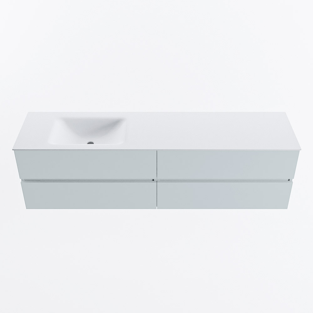 Mondiaz VICA 180cm badmeubel onderkast Clay 4 lades. Wastafel CLOUD links zonder kraangat, kleur Talc.