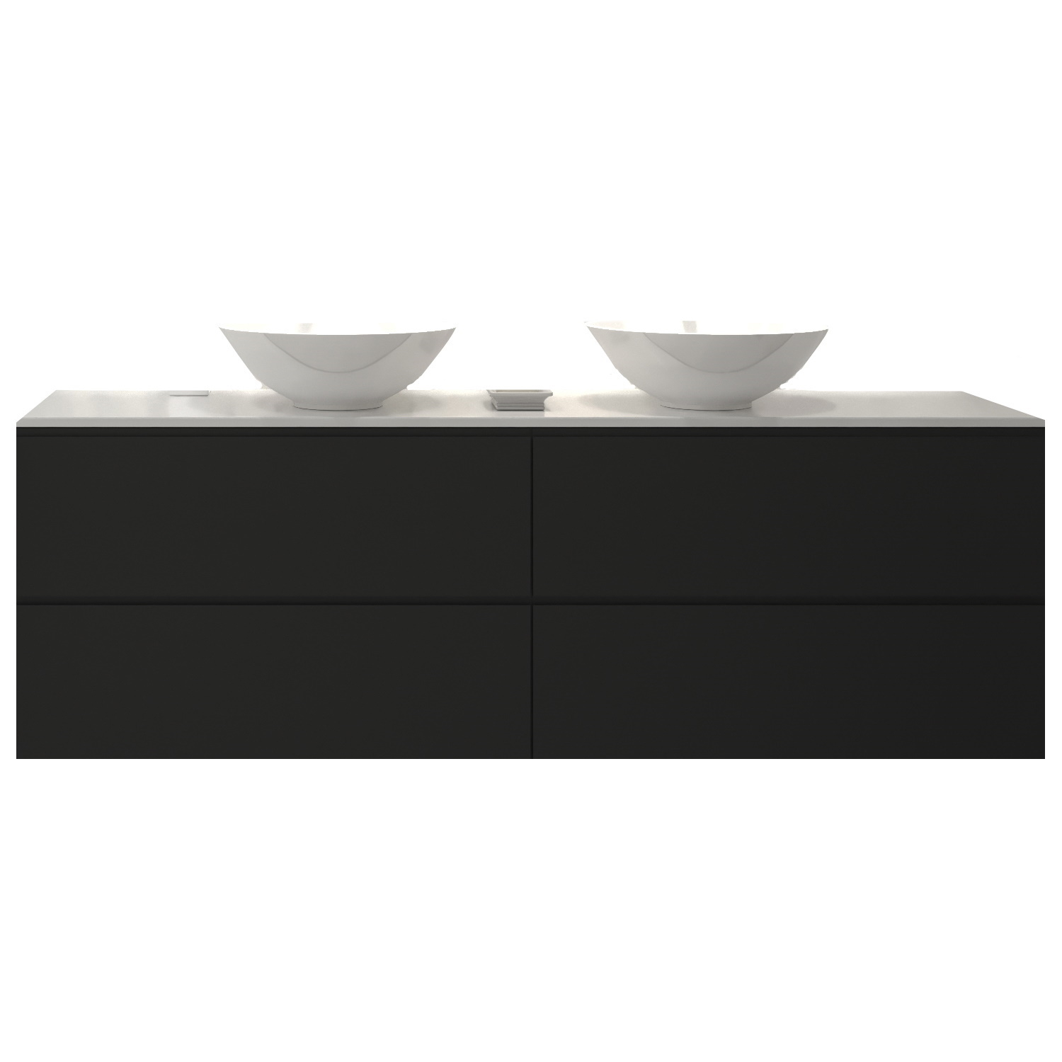 Gliss Design Badkamermeubelset Gliss Zeus 180 cm Mat Zwart Met Waskom