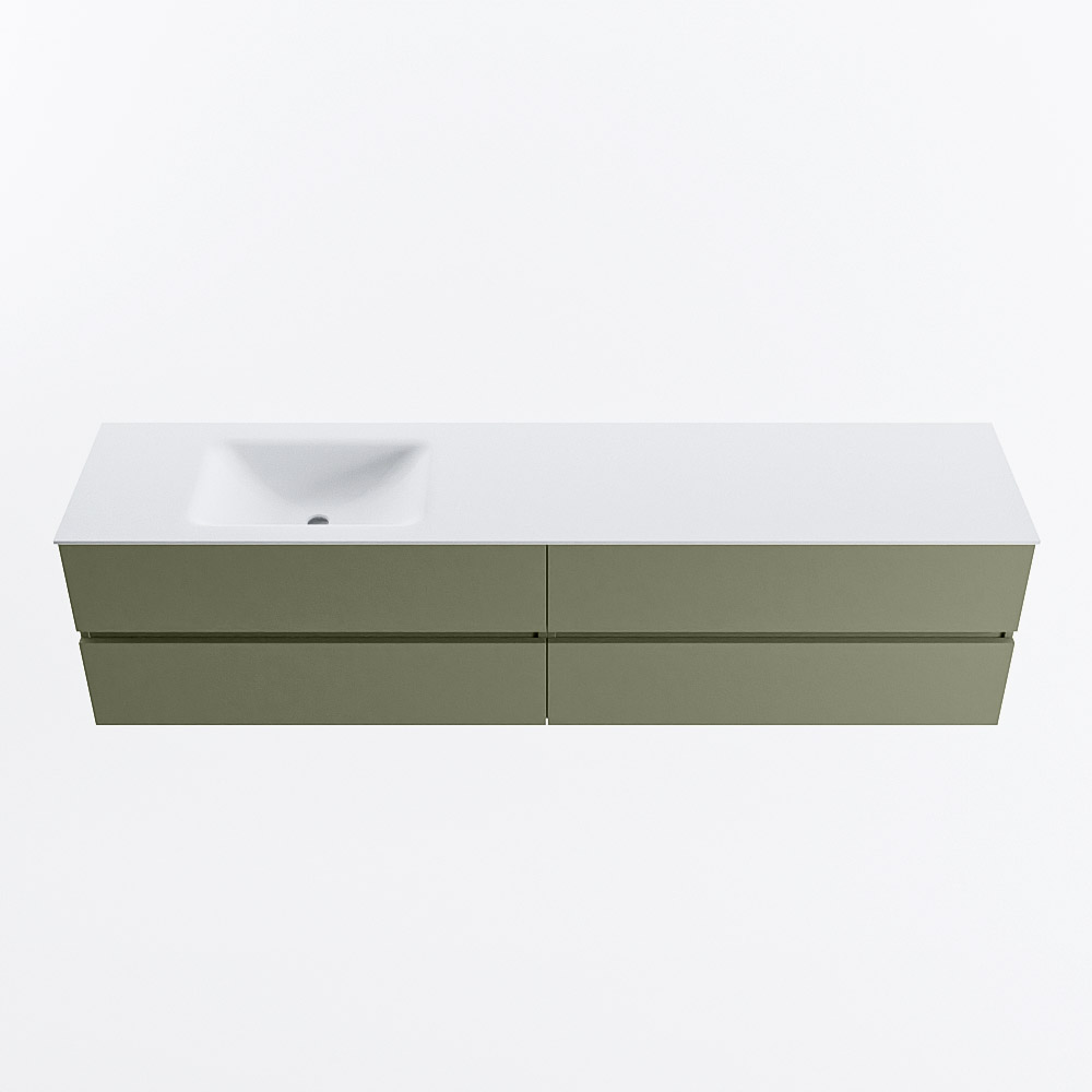 Mondiaz VICA 200cm badmeubel onderkast Army 4 lades. Wastafel CLOUD links 1 kraangat, kleur Talc.