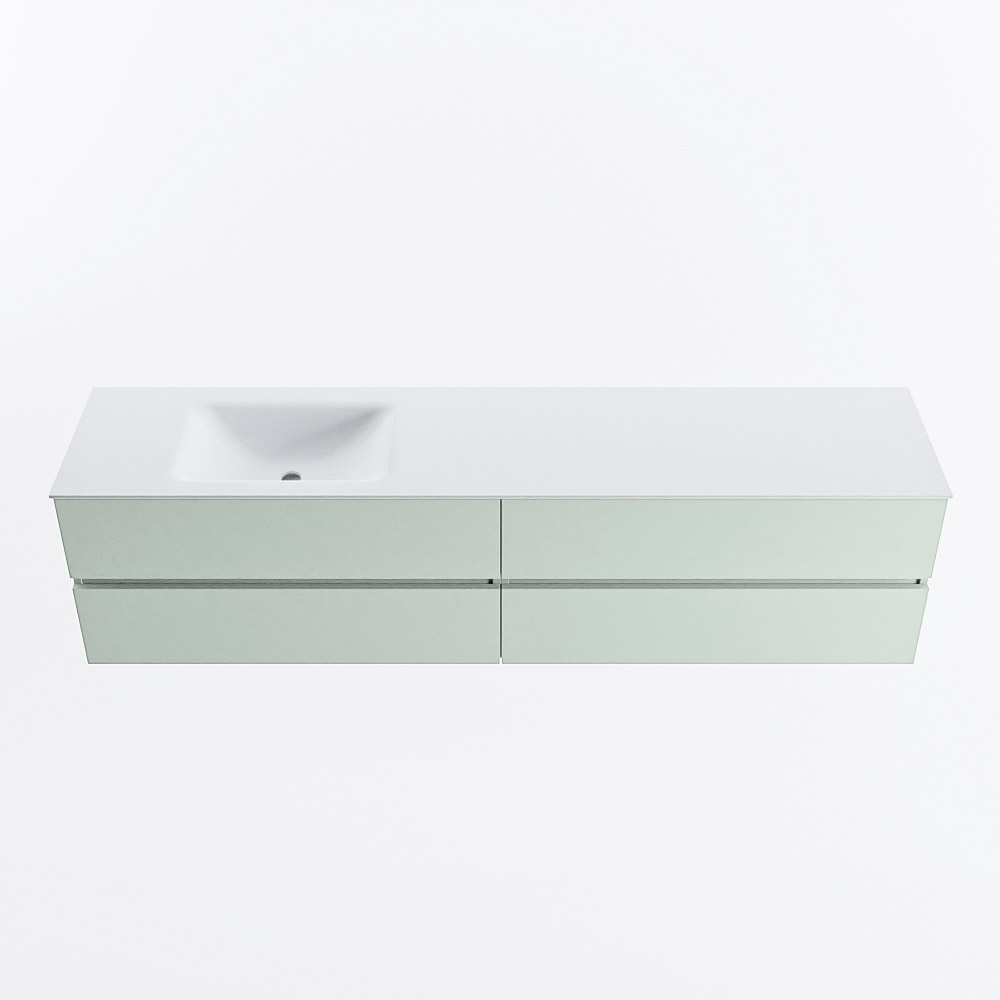 Mondiaz VICA 200cm badmeubel onderkast Greey 4 lades. Wastafel CLOUD links 1 kraangat, kleur Talc.