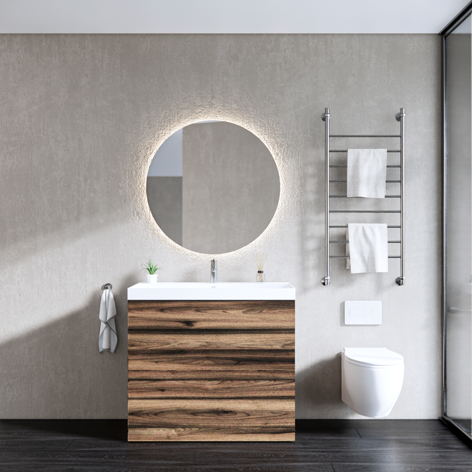 Gliss Design Onderkast  Hades 2 Softclose Laden 100x84.5x45cm Ruw Natuur (wastafel keuze)