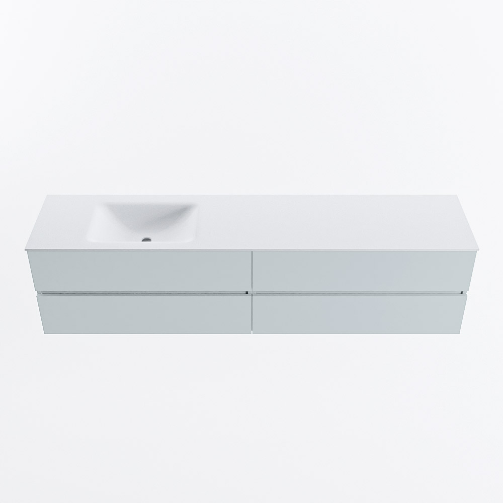 Mondiaz VICA 200cm badmeubel onderkast Clay 4 lades. Wastafel CLOUD links 1 kraangat, kleur Talc.