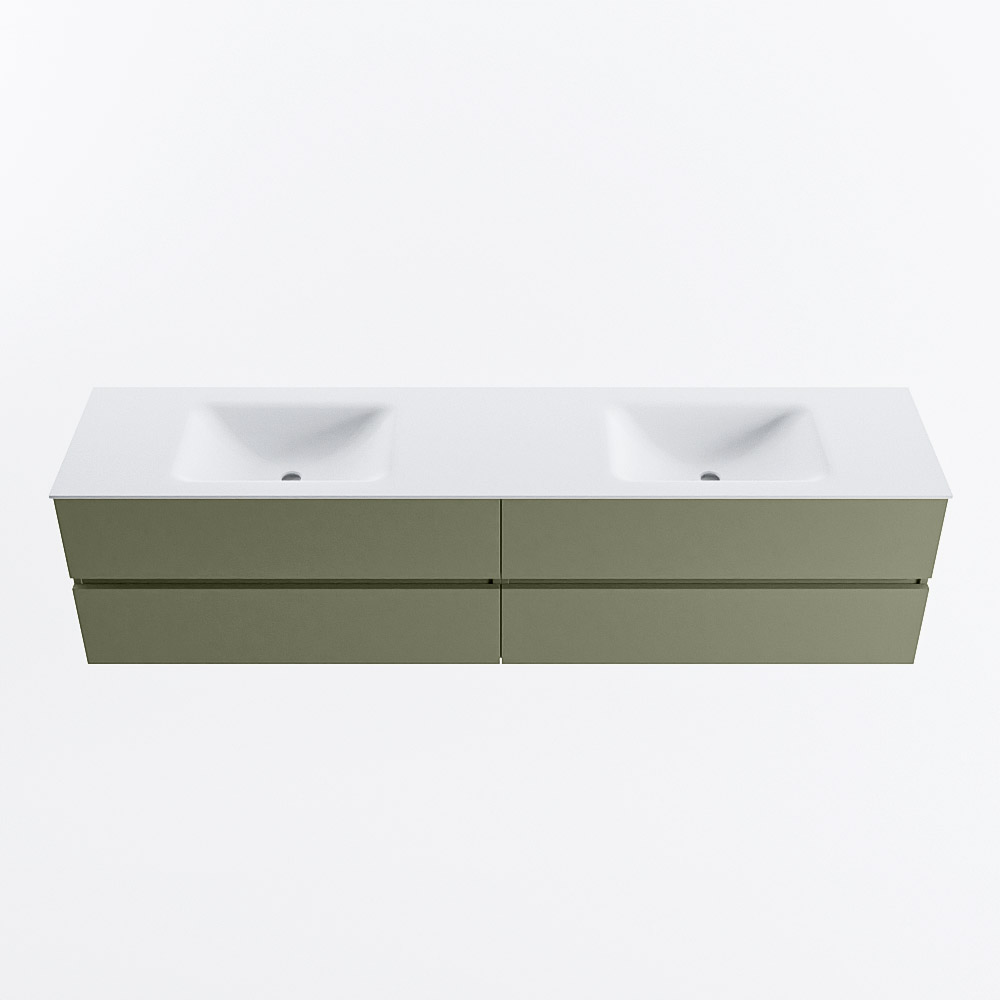 Mondiaz VICA 200cm badmeubel onderkast Army 4 lades. Wastafel CLOUD dubbel 2 kraangaten, kleur Talc.