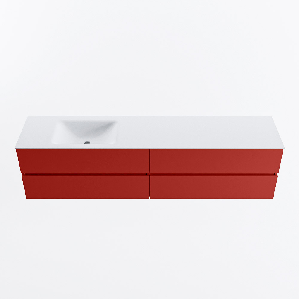 Mondiaz VICA 200cm badmeubel onderkast Fire 4 lades. Wastafel CLOUD links 1 kraangat, kleur Talc.