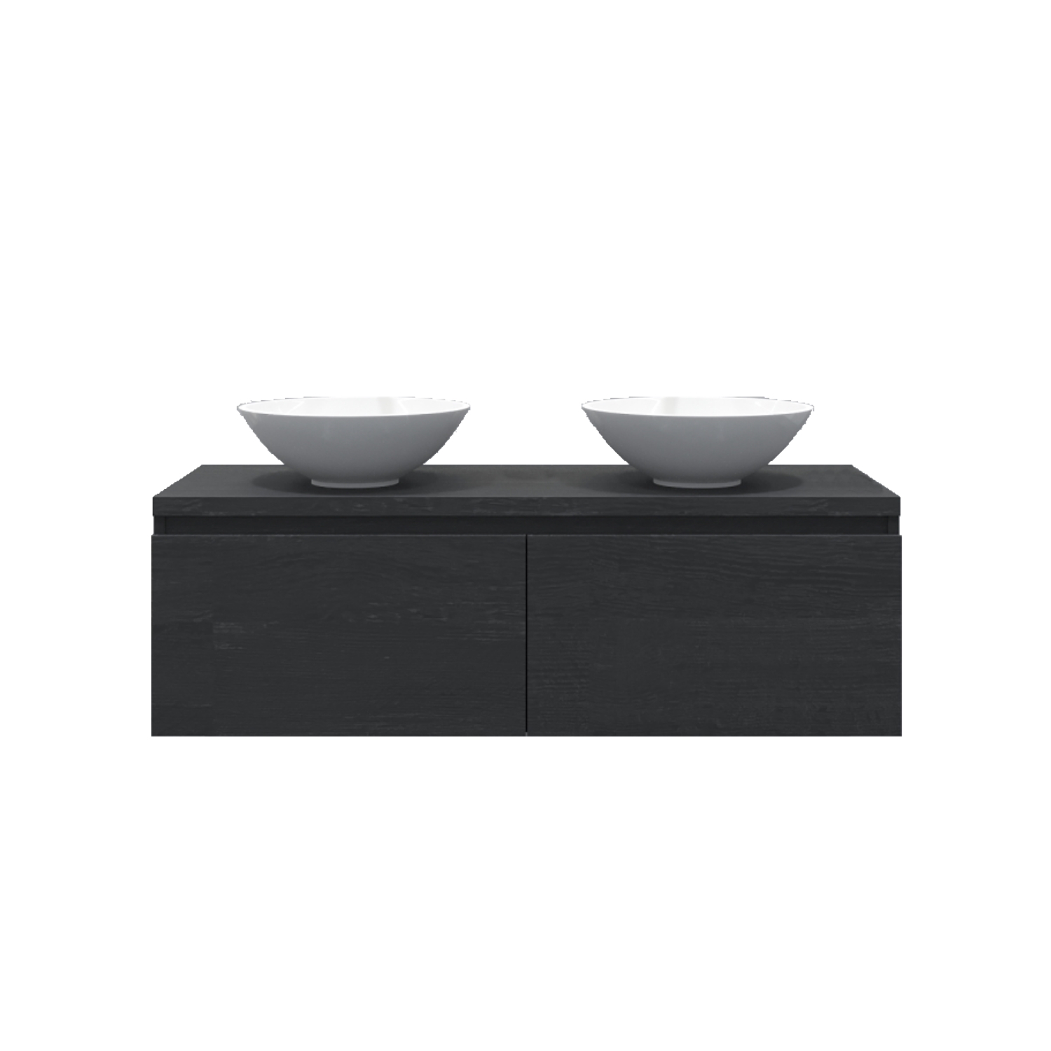 Gliss Design Badkamermeubelset Gliss Eros 120 cm Zwart Eiken Met 2 Lades Met Waskom