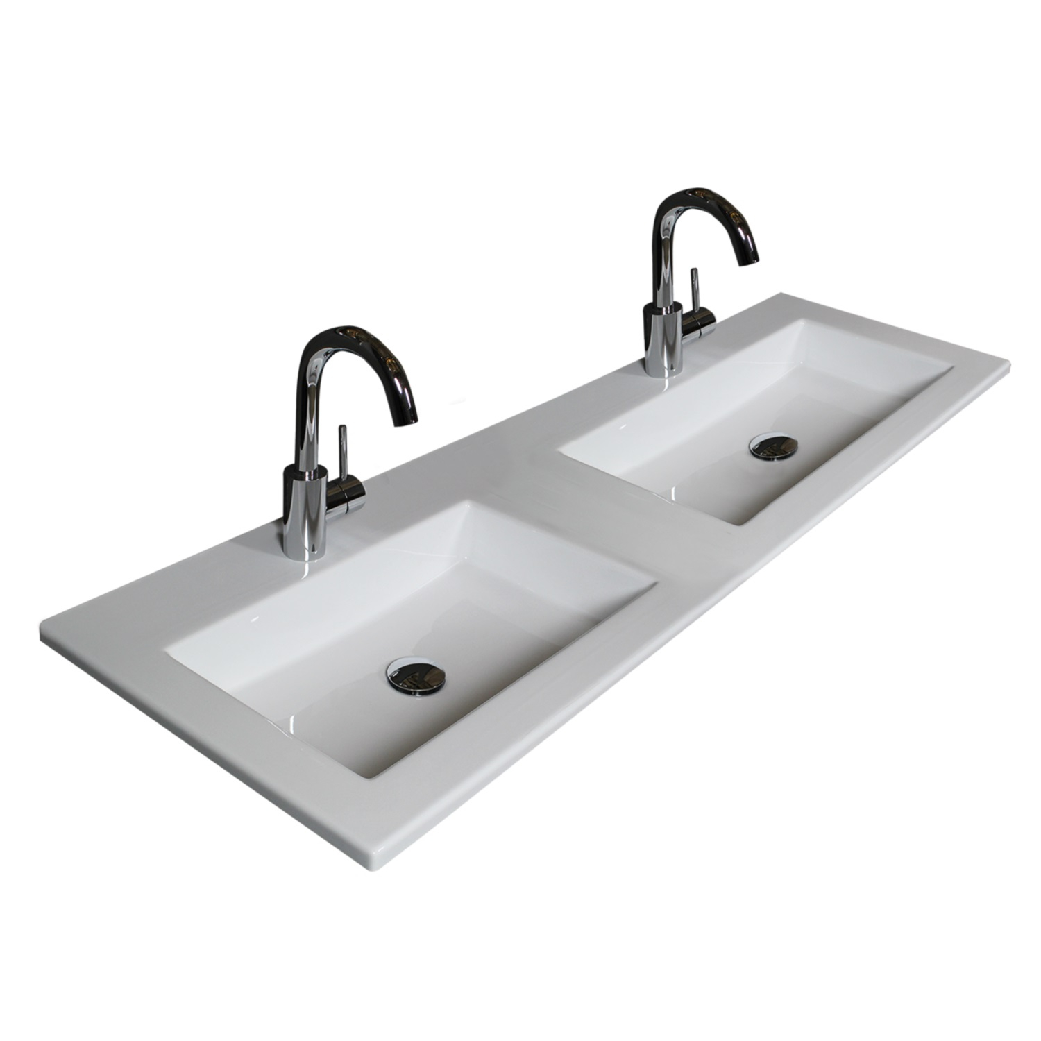Boss & Wessing Badmeubelset BWS Salt 120x46cm Greeploos 2 Lades Met Wastafel 2 Kraangaten Ice White