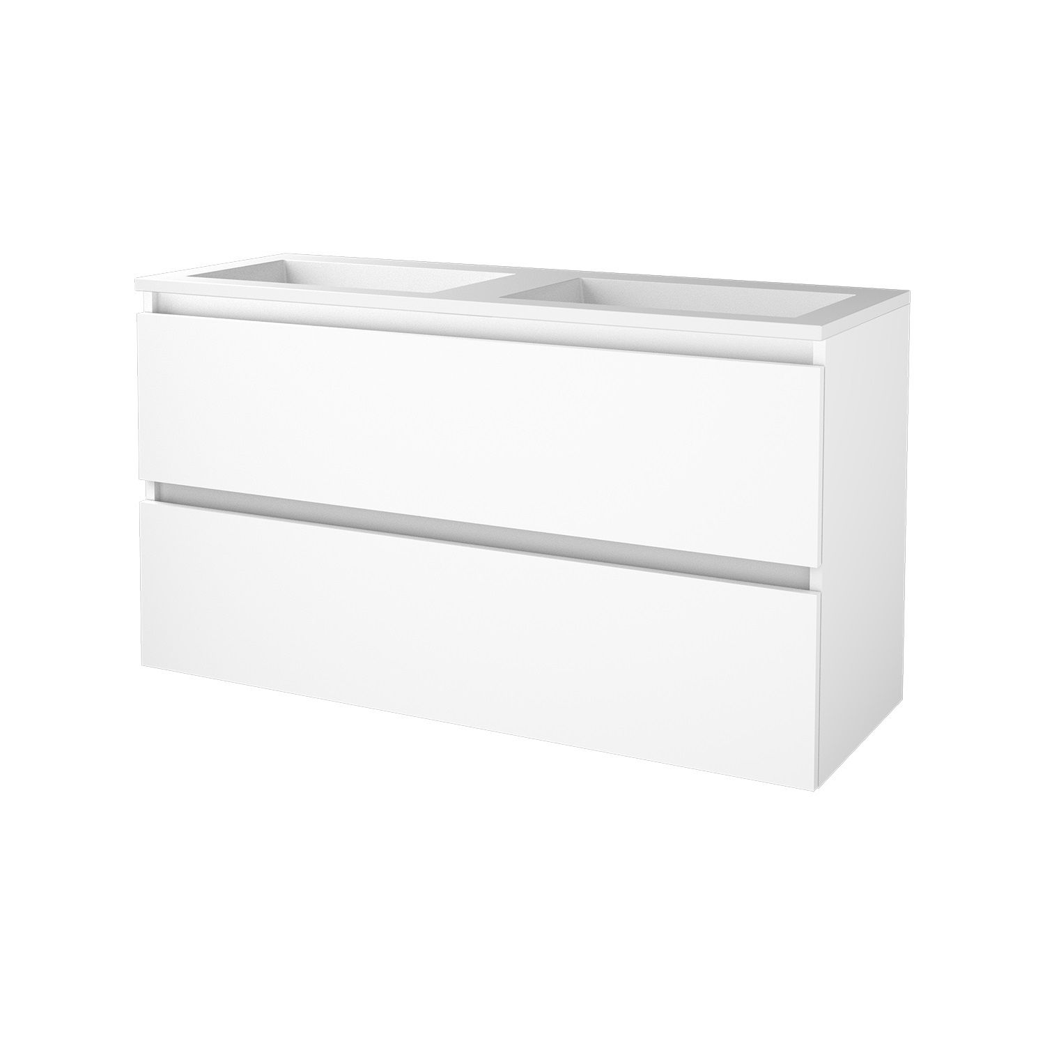 Boss & Wessing Badmeubelset BWS Salt 120x46cm Greeploos 2 Lades Met Wastafel Ice White