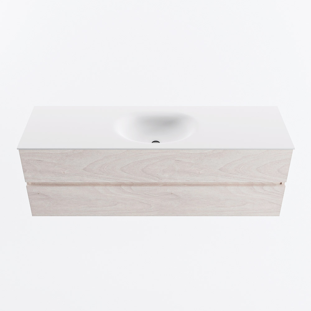 Mondiaz VICA 150cm badmeubel onderkast Underlayment 2 lades. Wastafel MOON midden 1 kraangat, kleur Talc.