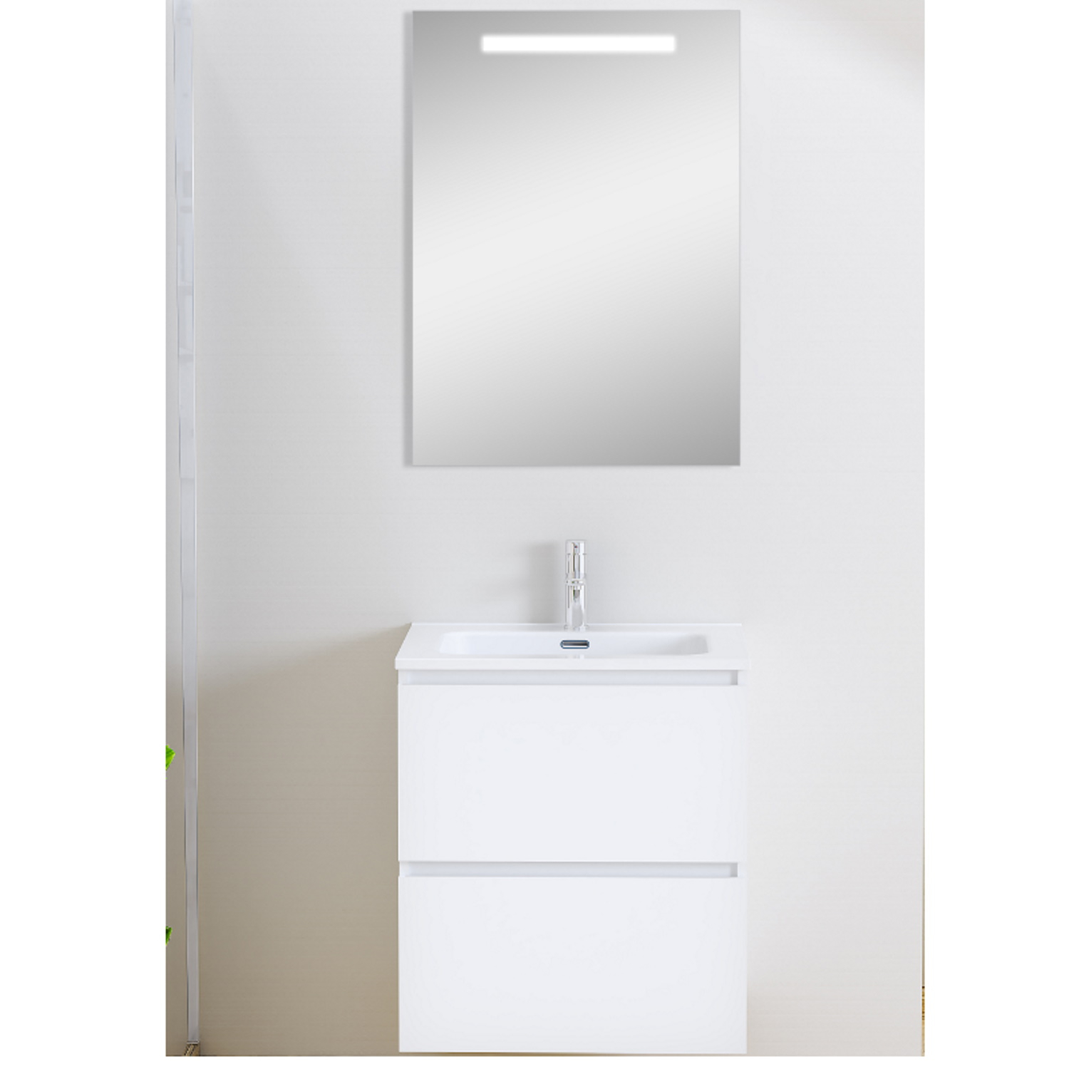 Wiesbaden Badmeubel  Sephia Compleet Met Led Spiegel 60 CM Mat Wit