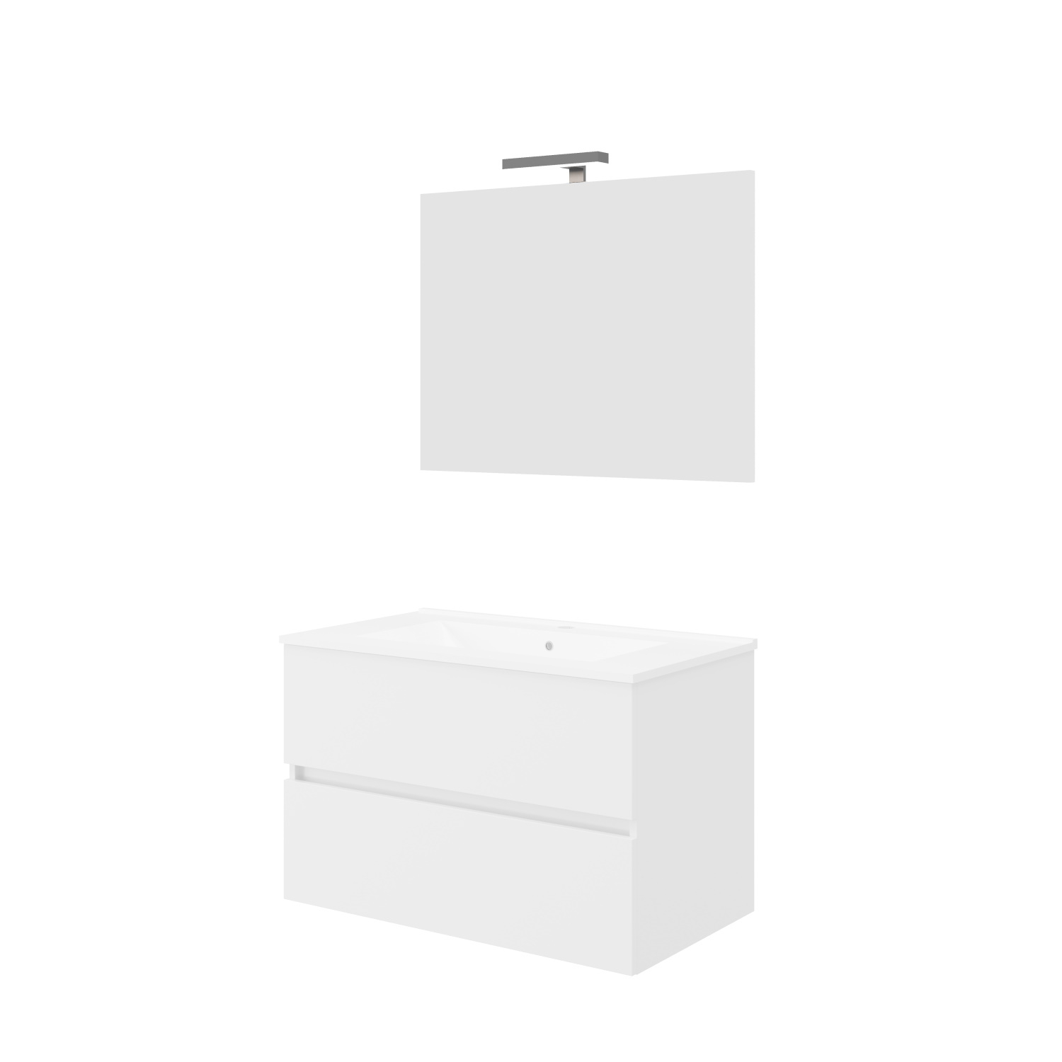 Go by Van Marcke Badkamermeubelset Van Marcke Ada Compleet Set 80CM Glanzend Wit Met Spiegel