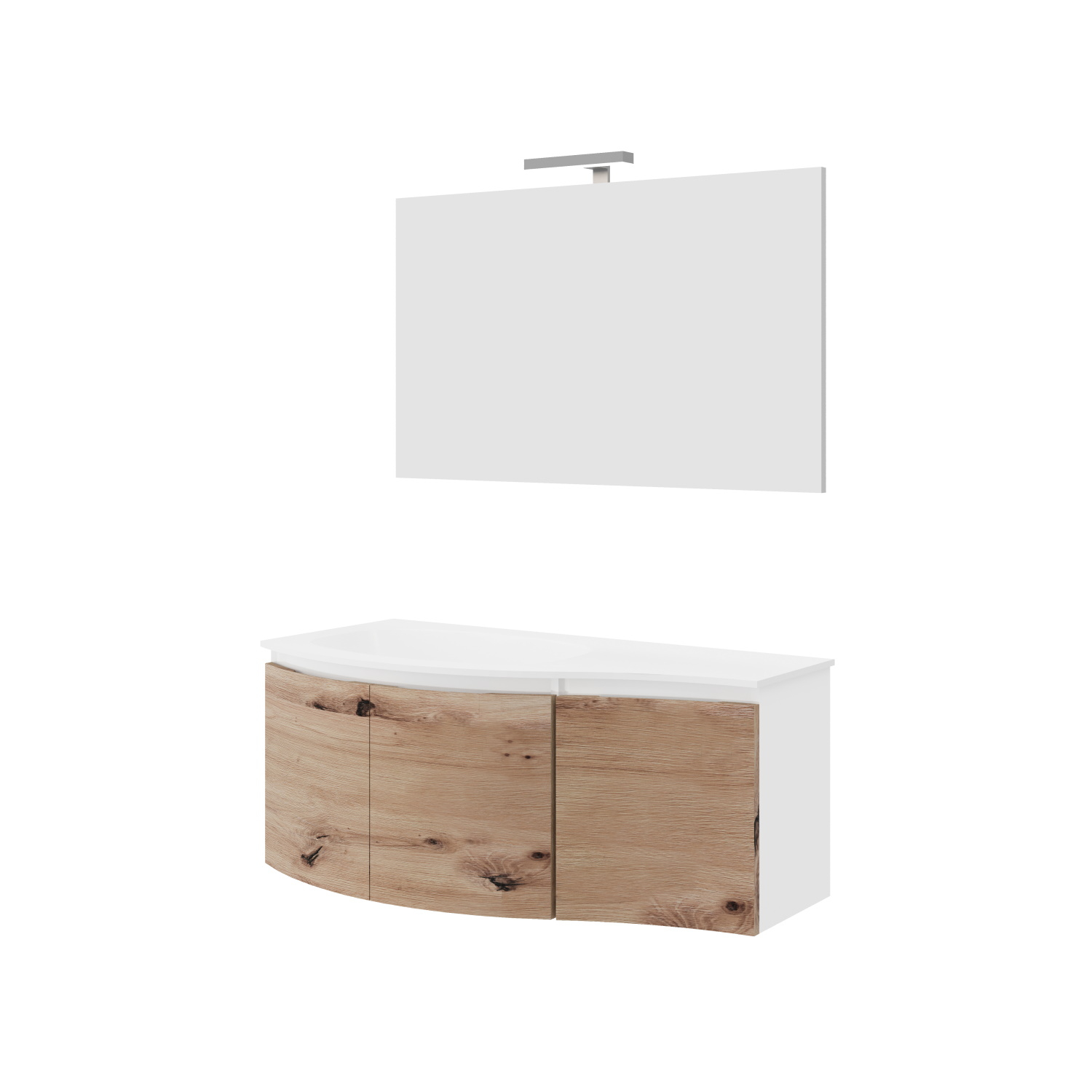 Go by Van Marcke Badkamermeubelset Van Marcke Molina Compleet Set 105CM Glanzend Wit Gouden Eiken Met Spiegel