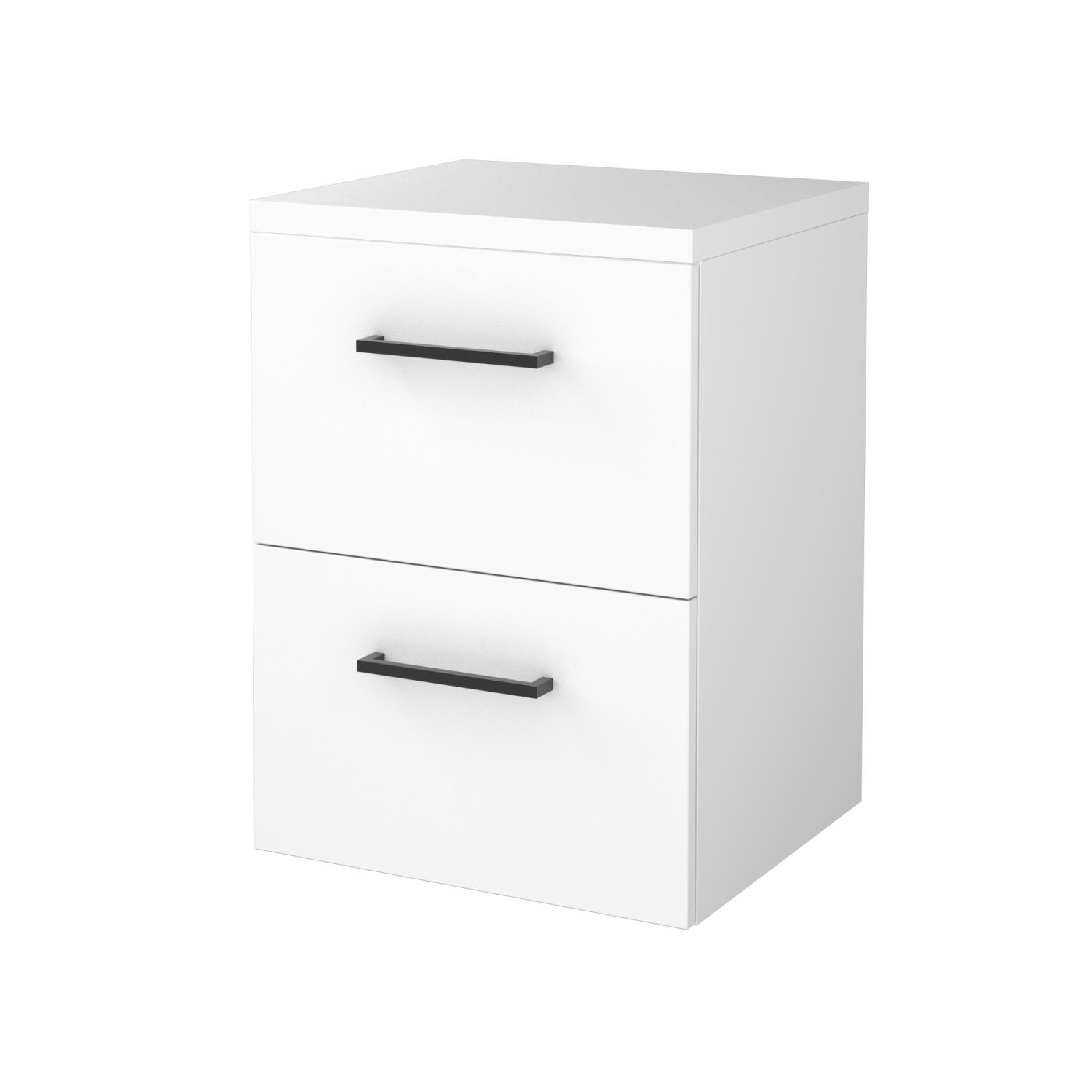 Boss & Wessing Badmeubelset BWS Salt 50x46cm Met Grepen 2 Lades Met Afdekplaat Ice White