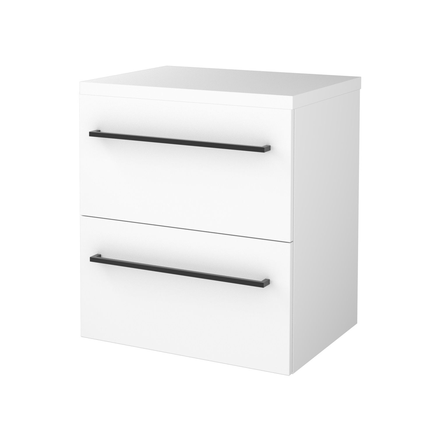 Boss & Wessing Badmeubelset BWS Salt 60x46cm Met Grepen 2 Lades Met Afdekplaat Ice White