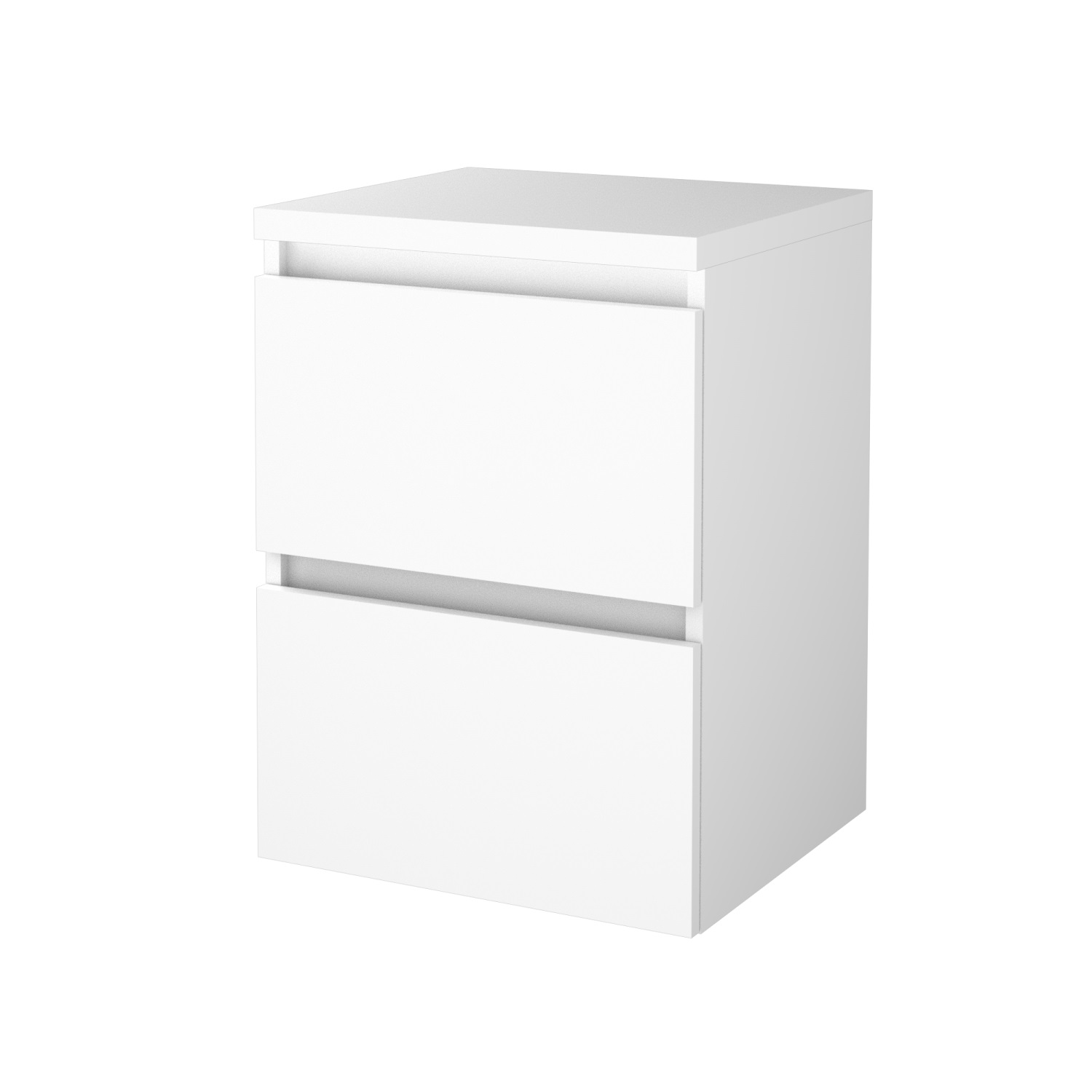 Boss & Wessing Badmeubelset BWS Salt 50x46cm Greeploos 2 Lades Met Afdekplaat Ice White