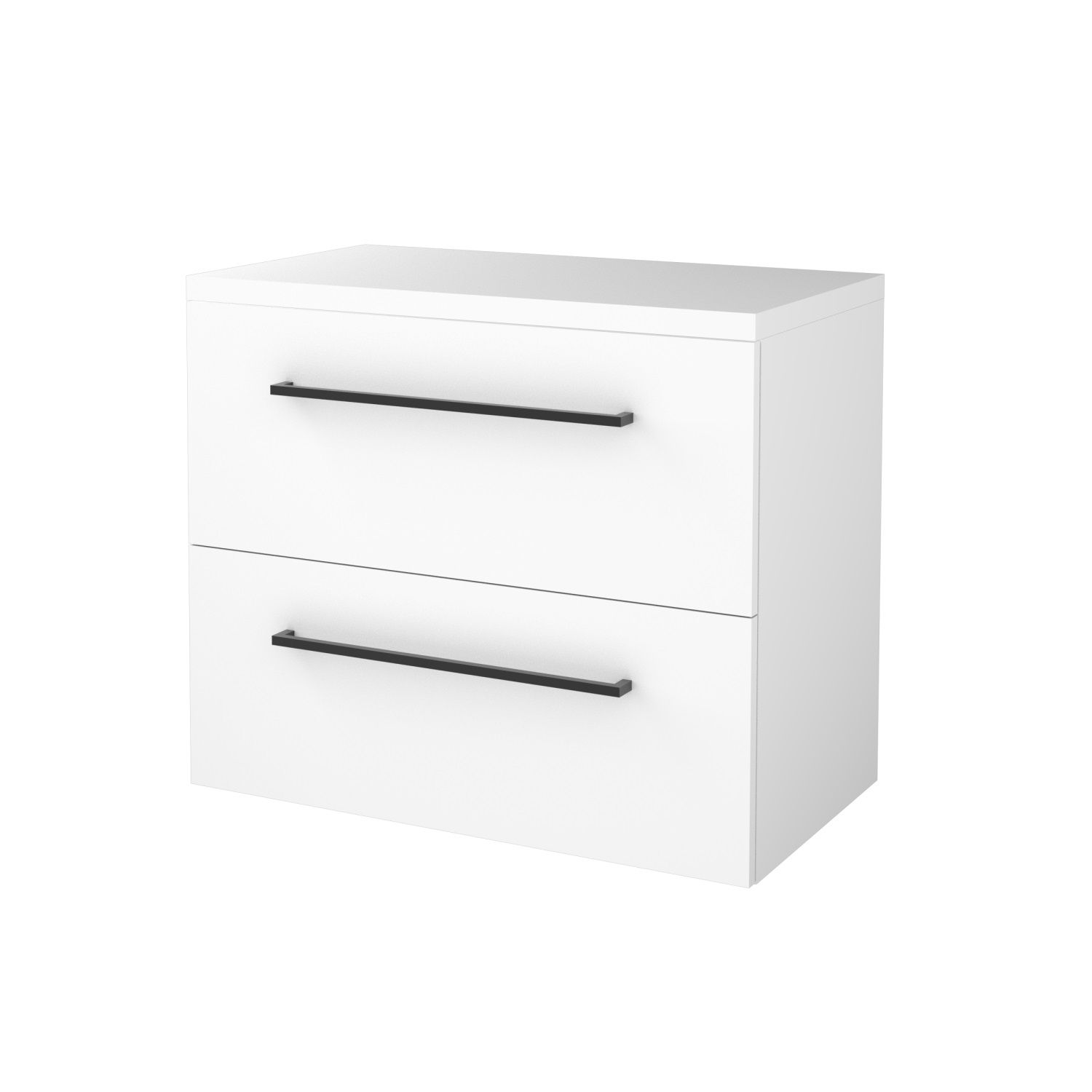 Boss & Wessing Badmeubelset BWS Salt 80x46cm Met Grepen 2 Lades Met Afdekplaat Ice White