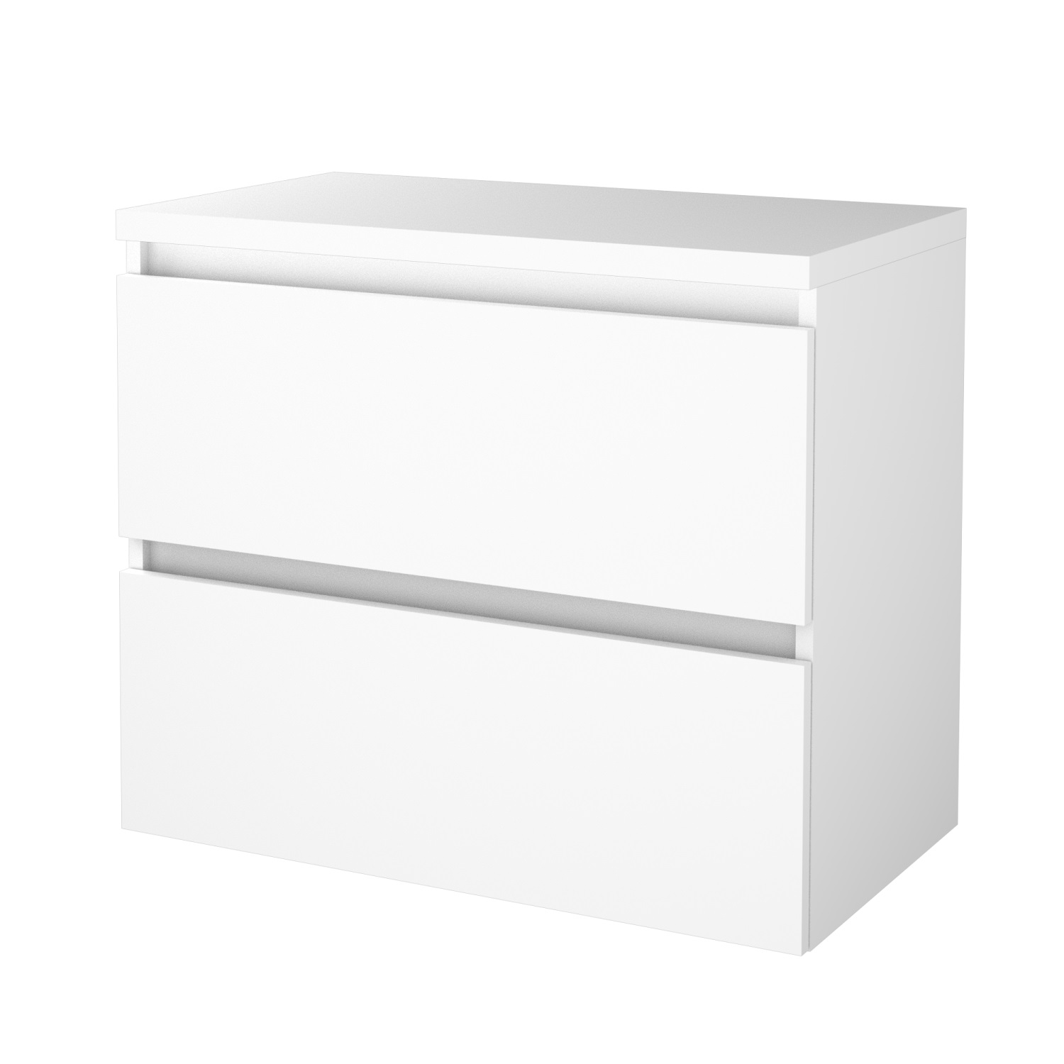 Boss & Wessing Badmeubelset BWS Salt 80x46cm Greeploos 2 Lades Met Afdekplaat Ice White