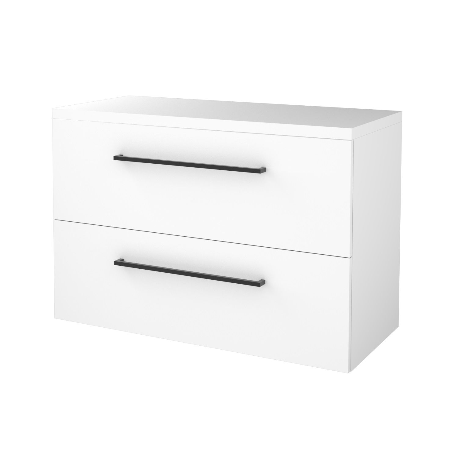 Boss & Wessing Badmeubelset BWS Salt 100x46cm Met Grepen 2 Lades Met Afdekplaat Ice White