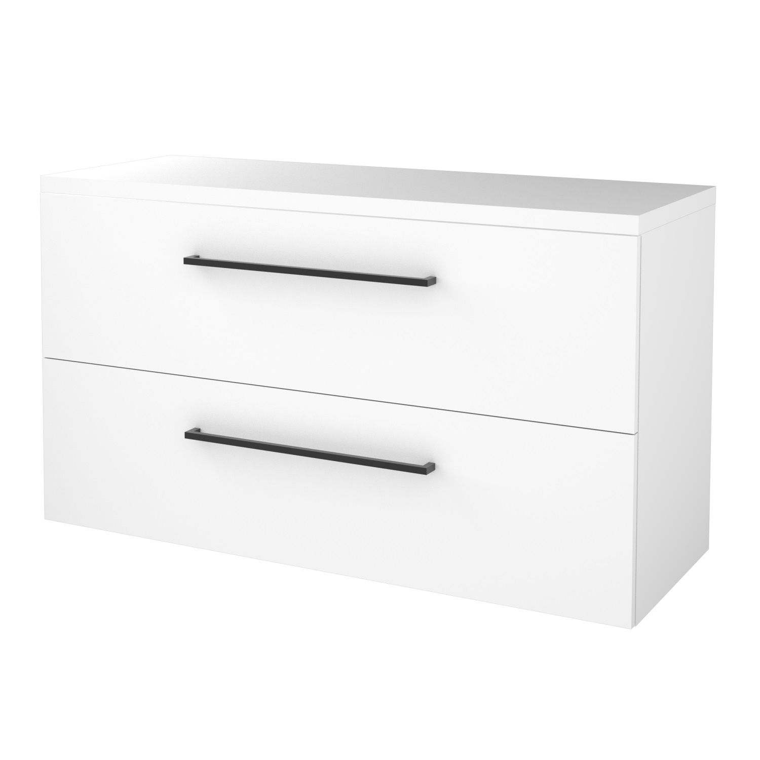 Boss & Wessing Badmeubelset BWS Salt 120x46cm Met Grepen 2 Lades Met Afdekplaat Ice White