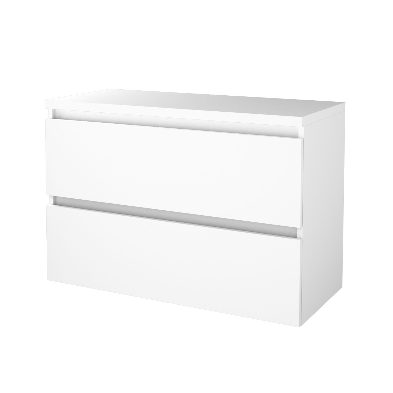 Boss & Wessing Badmeubelset BWS Salt 100x46cm Greeploos 2 Lades Met Afdekplaat Ice White
