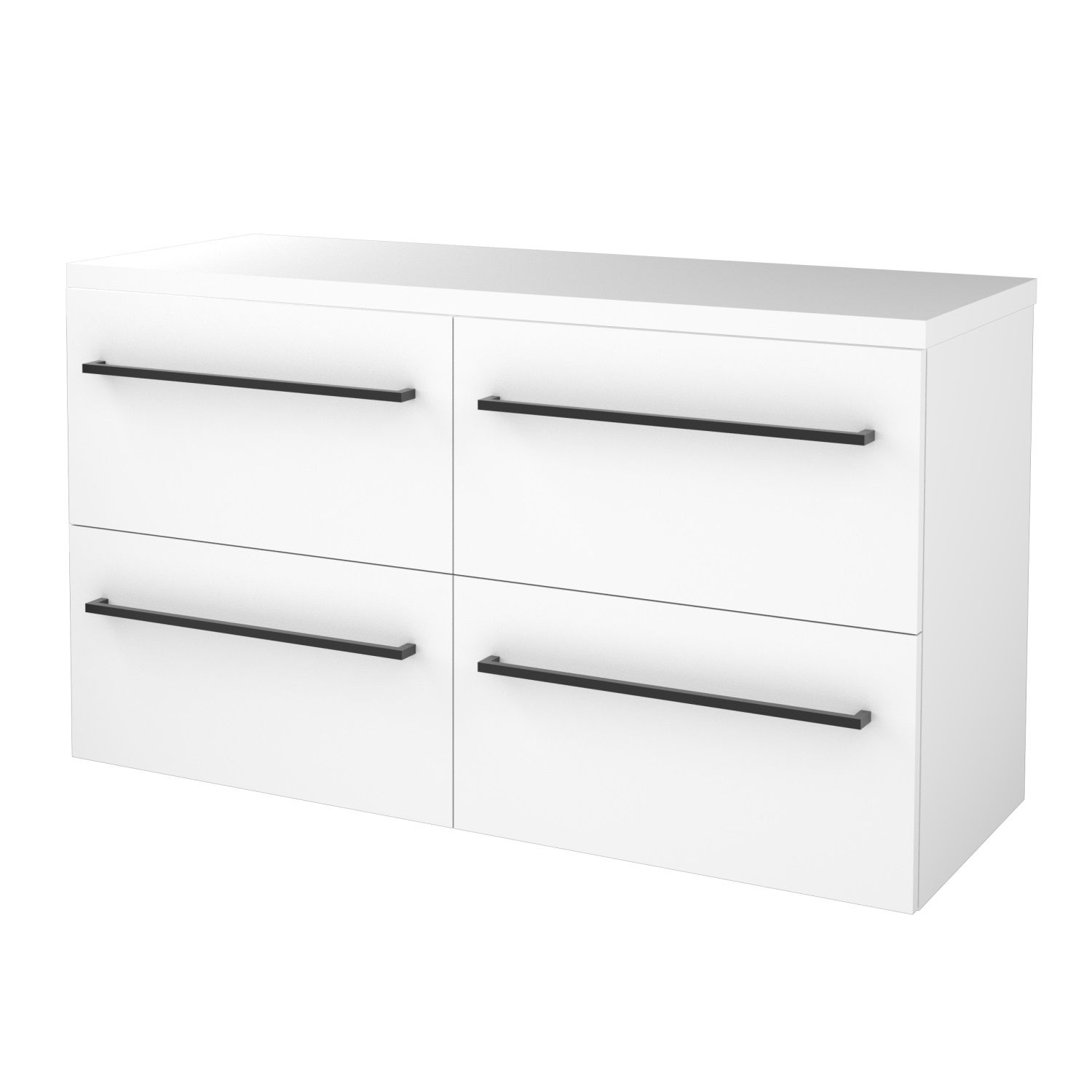 Boss & Wessing Badmeubelset BWS Salt 120x46cm Met Grepen 4 Lades Met Afdekplaat Ice White