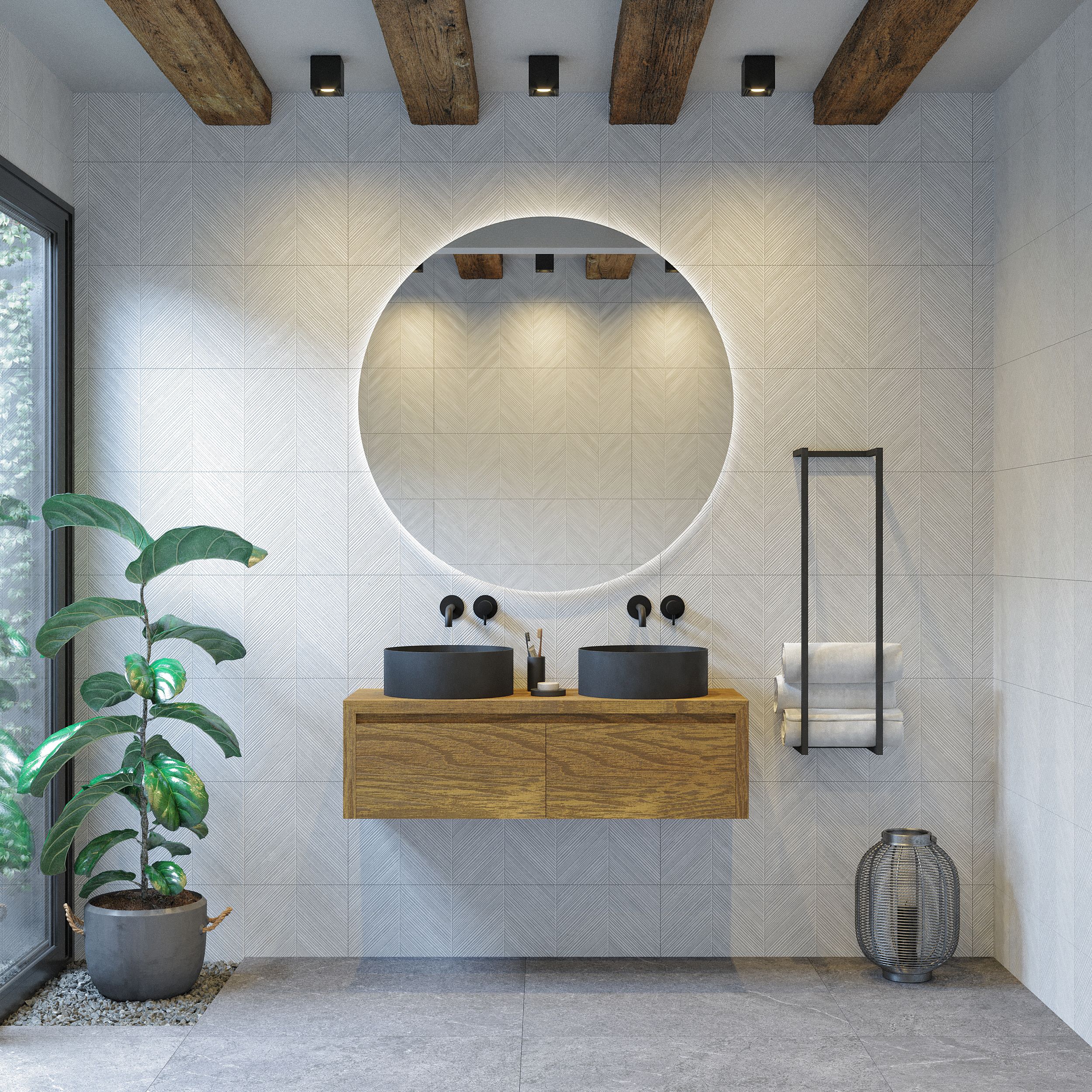 Gliss Design Badkamermeubelset Gliss Ares 140 cm Met Waskom Castle Brown