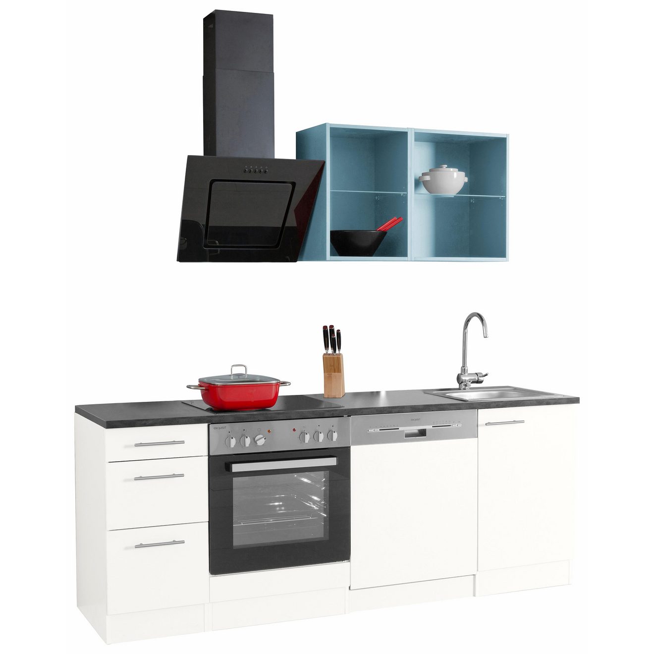 OPTIFIT Keukenblok Mini Breedte 210 cm, optioneel met elektrische apparaten, met werkblad