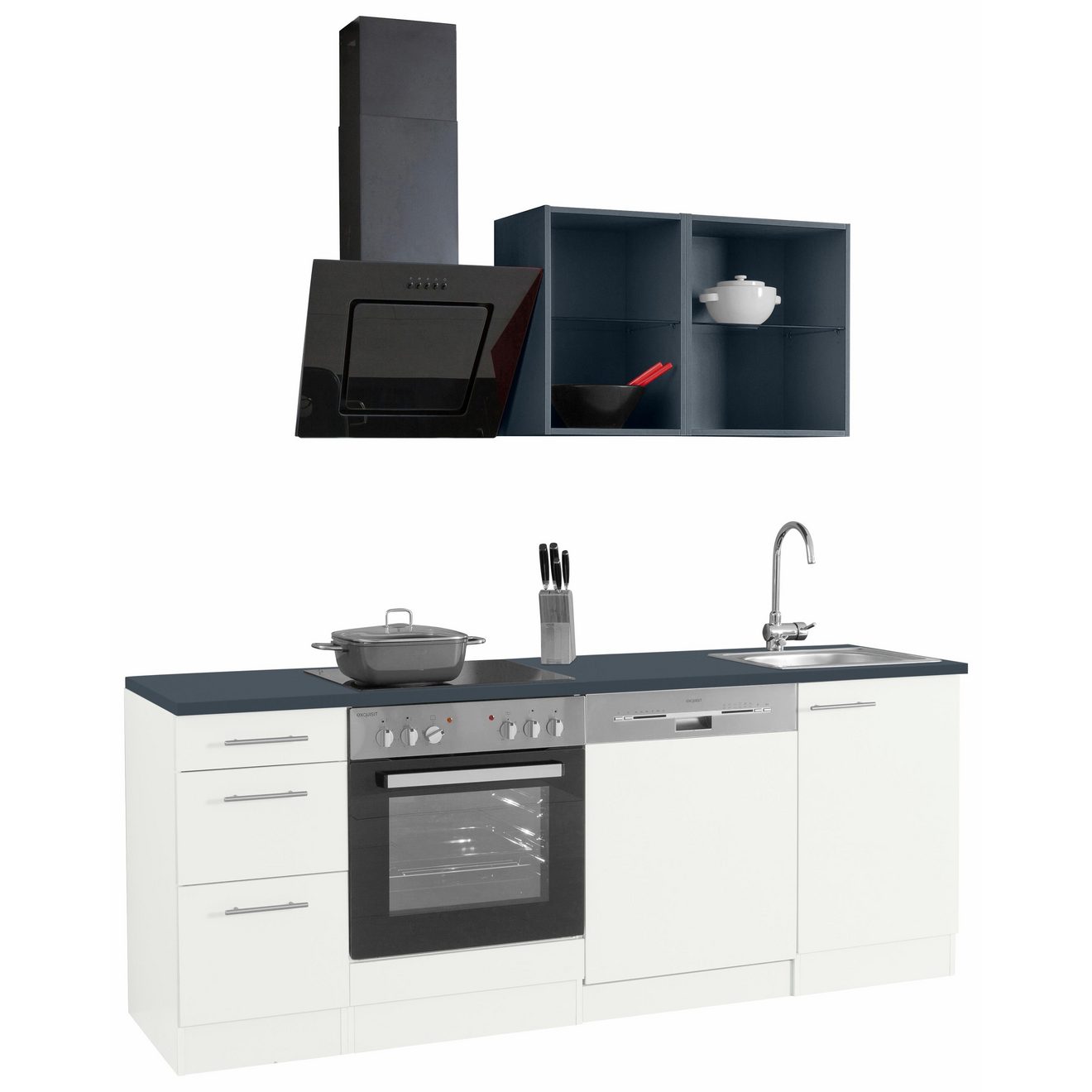 OPTIFIT Keukenblok Mini Breedte 210 cm, optioneel met elektrische apparaten, met werkblad