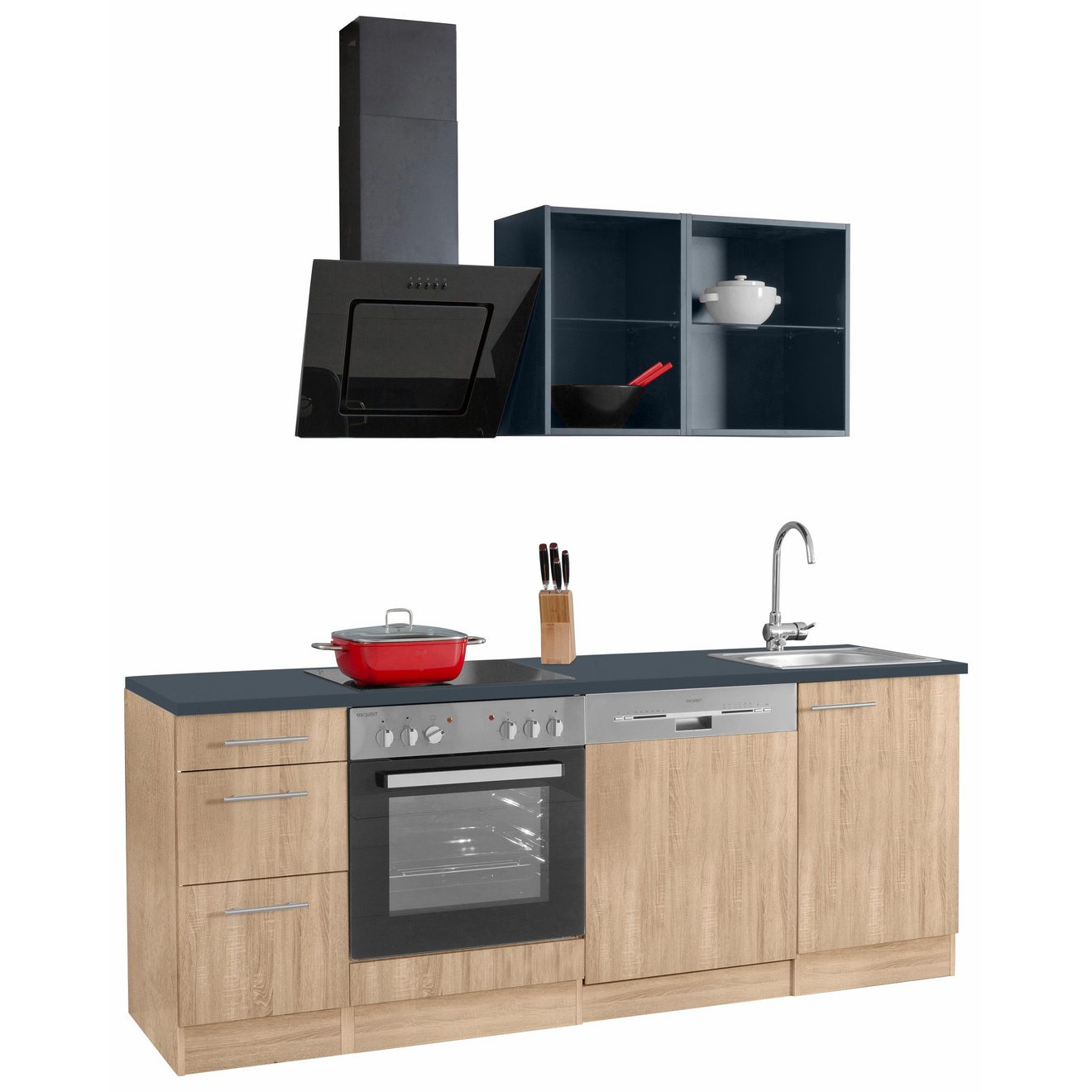 OPTIFIT Keukenblok Mini Breedte 210 cm, optioneel met elektrische apparaten, met werkblad