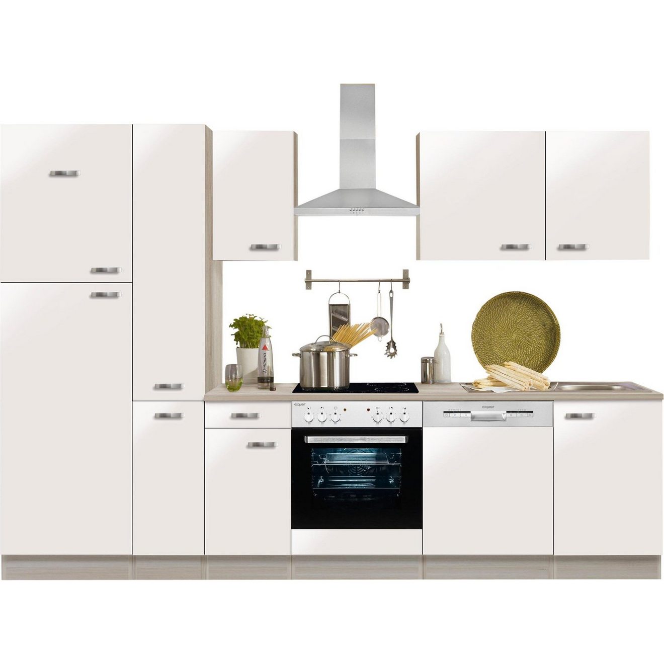 OPTIFIT Keukenblok Faro Breedte 300 cm, optioneel met elektrische apparaten, met apothekerskast