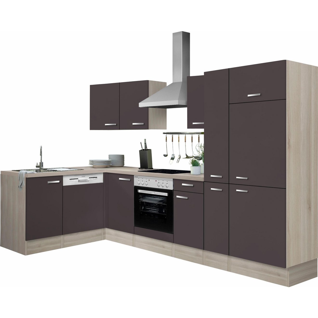 OPTIFIT Keukenblok Faro Breedte 300x175 cm, naar keuze met elektrische apparaten, met apothekerskast