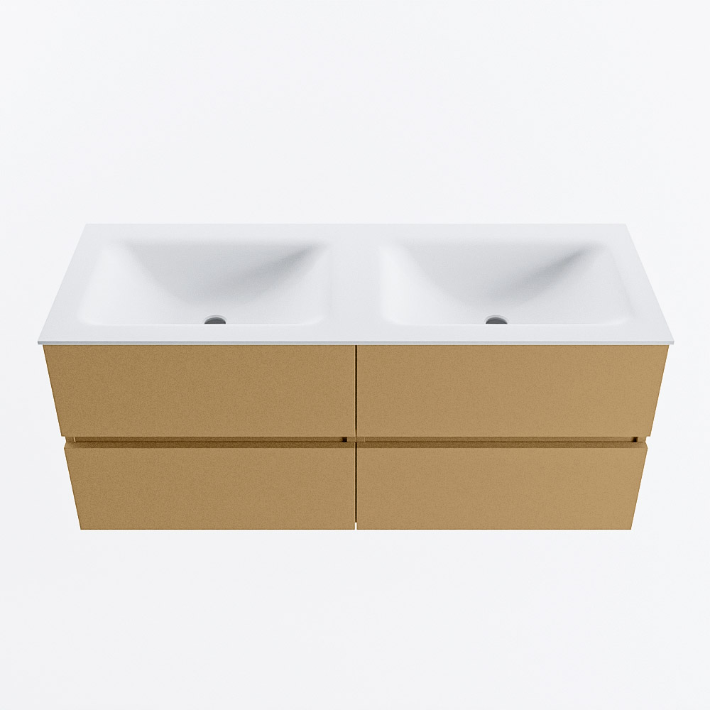 Mondiaz VICA 120cm badmeubel onderkast Oro 4 lades. Wastafel CLOUD dubbel 2 kraangaten, kleur Talc.