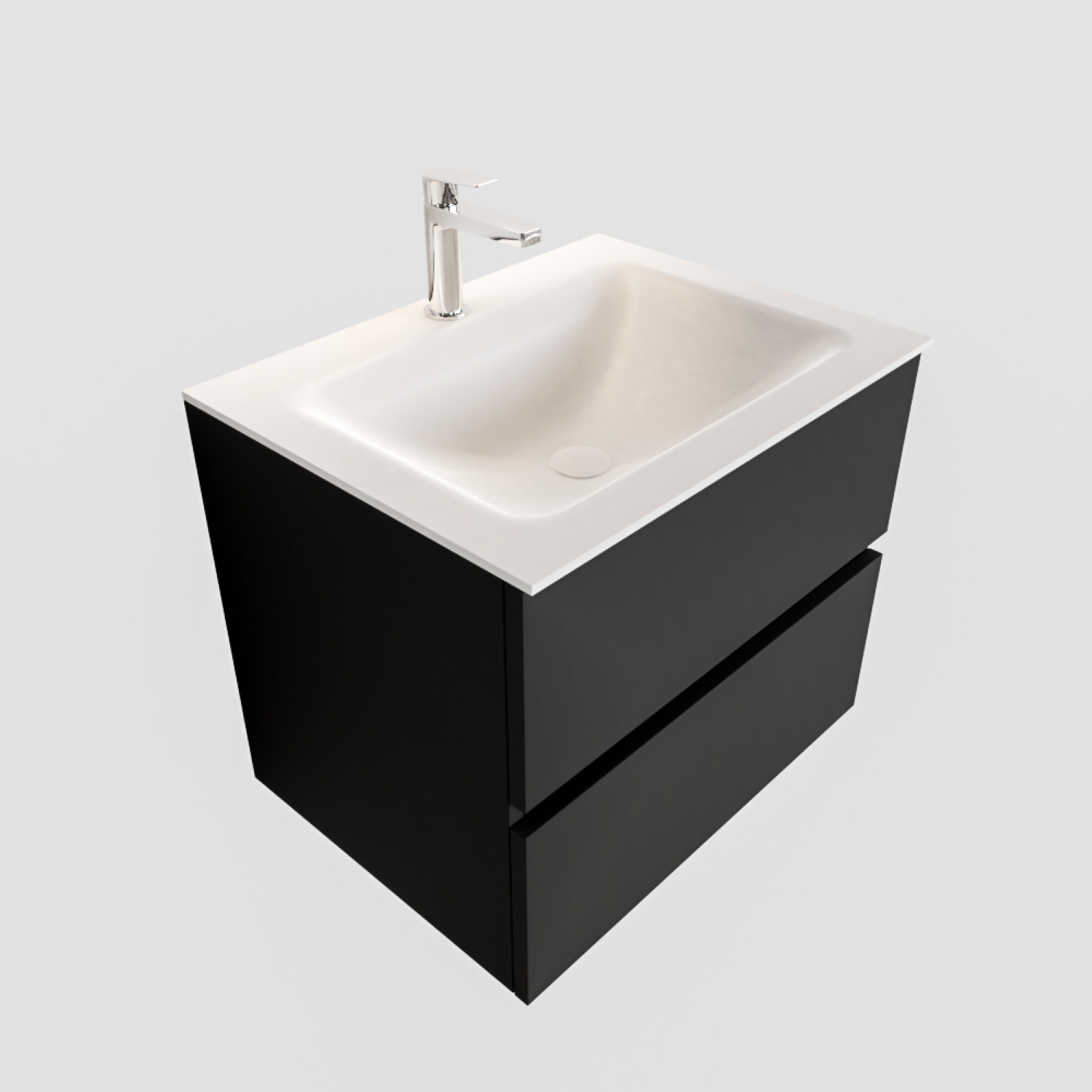 Boss & Wessing Badkamermeubel Solid Surface BWS Oslo 60x45 cm Mat Zwart Urban (1 kraangat)